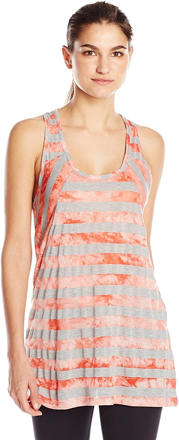 Lole 237606 Womens Racerback Tank Top Sleeveless Mandarino Stripe Size Large
