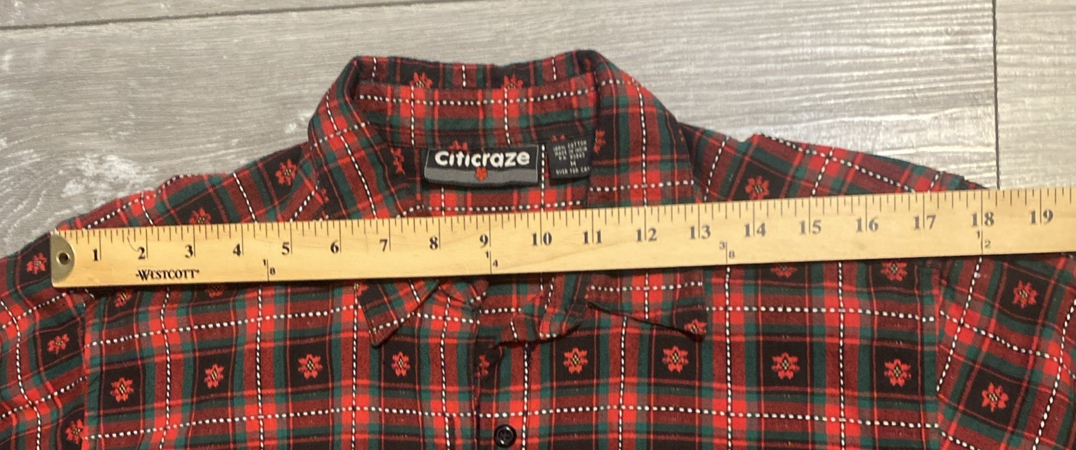 Vintage Citicraze Long Sleeve Matching Tank Top Red Black Plaid Shirt Women Med