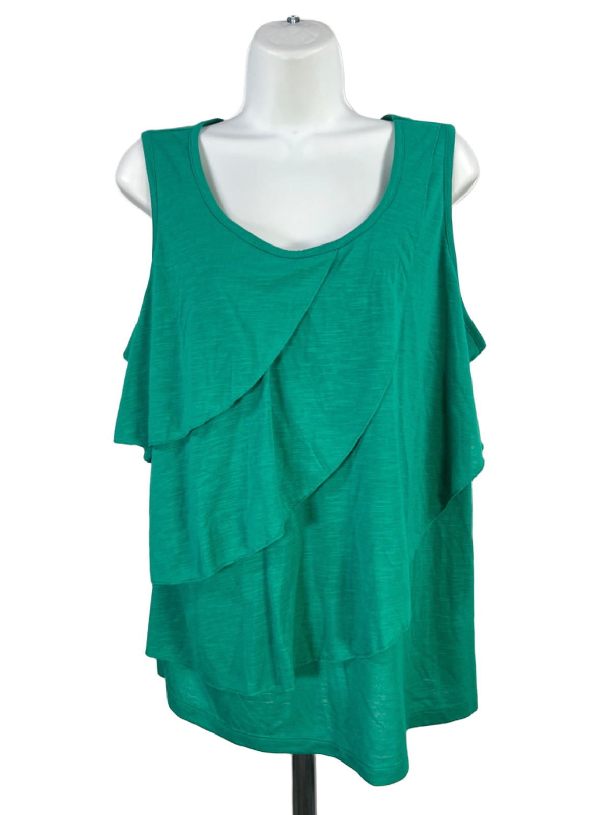 Croft & Barrow Women’s Green Layered Detail Sleeveless Blouse – 1X Plus