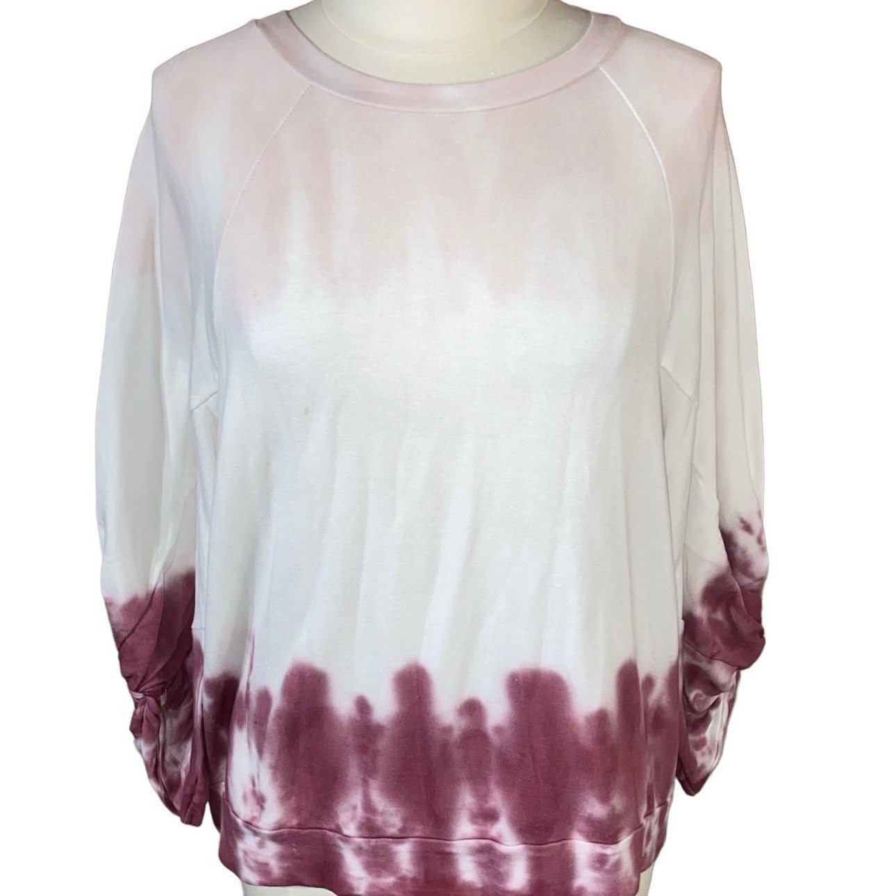 Como Vintage Dip Dye Tie Dye French Terry Twist Sleeve Sweatshirt Pink L