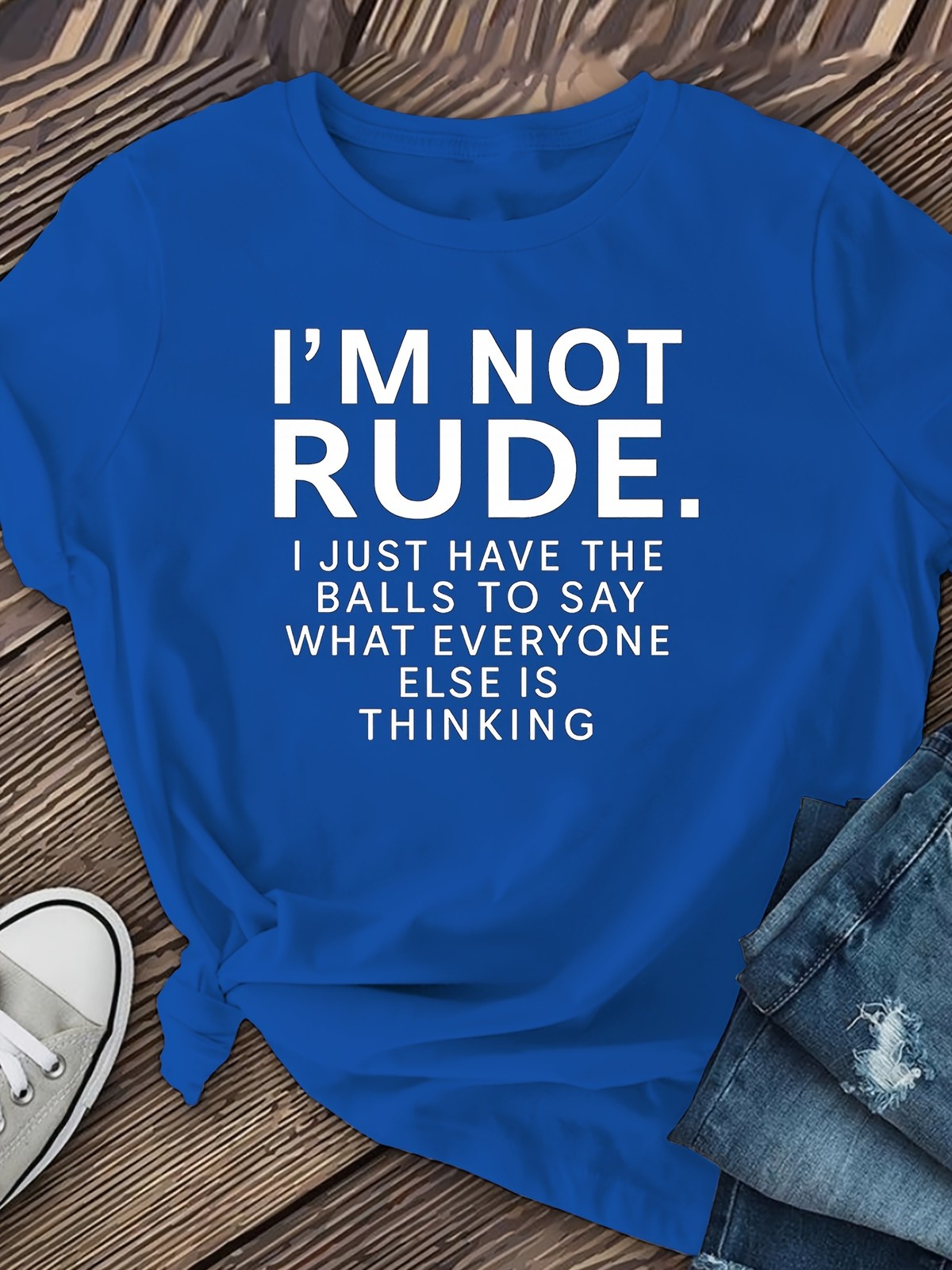 “I’m NOT RUDE” Printed T-shirts, Women’s Round-neck Tops Summer Ladies’ Tee ↗