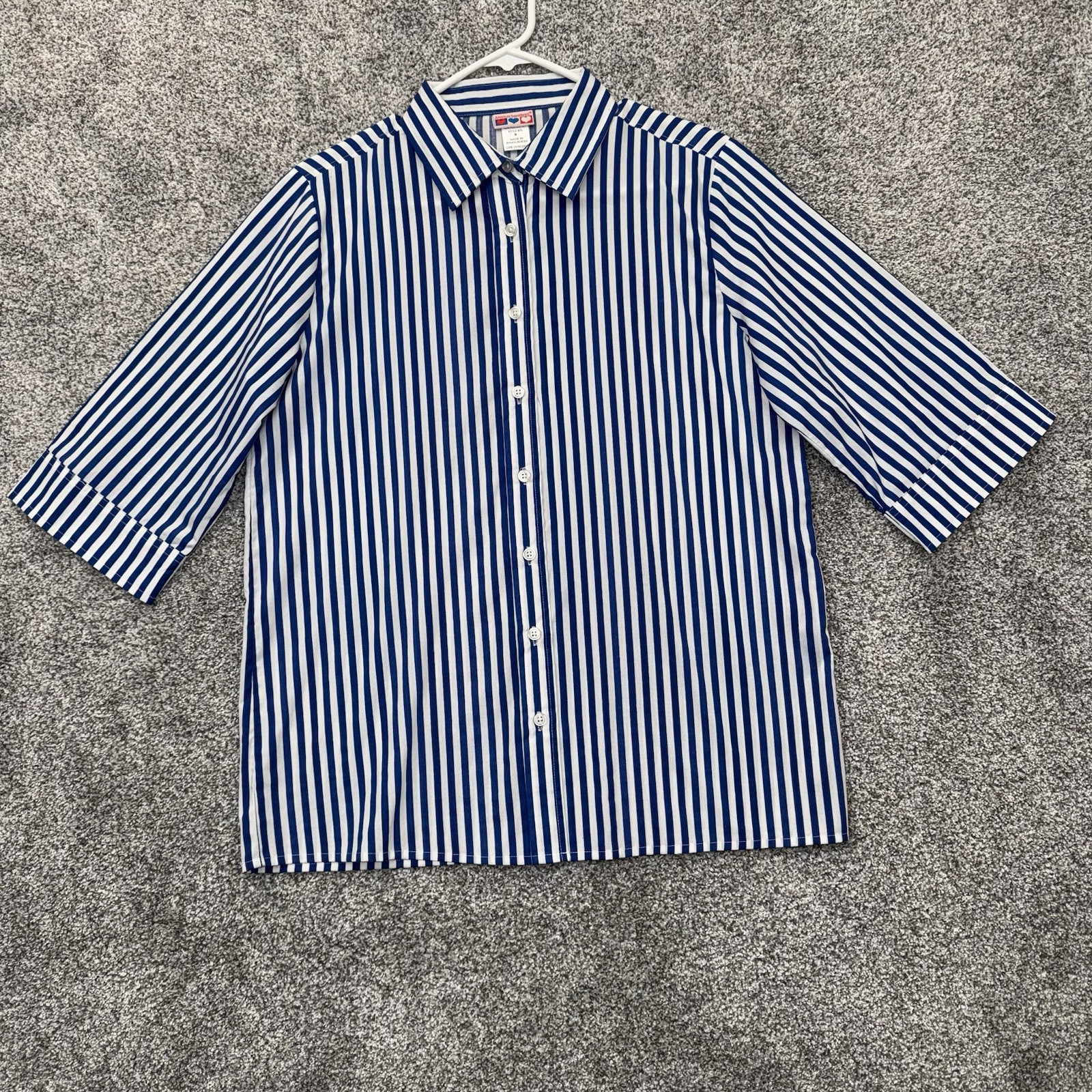 Vintage 90s Button Up Shirt Women Sz Small Stripe Preppy Business Casual Classic