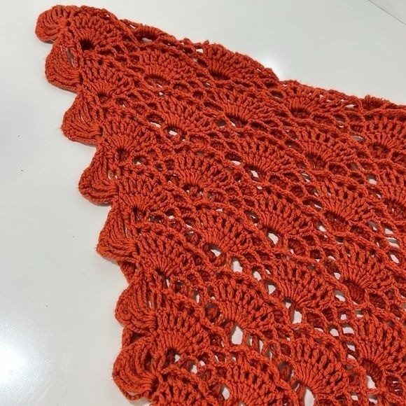 Intrigue Crochet Womens Top M Orange Cotton Acrylic Relaxed Boho Style