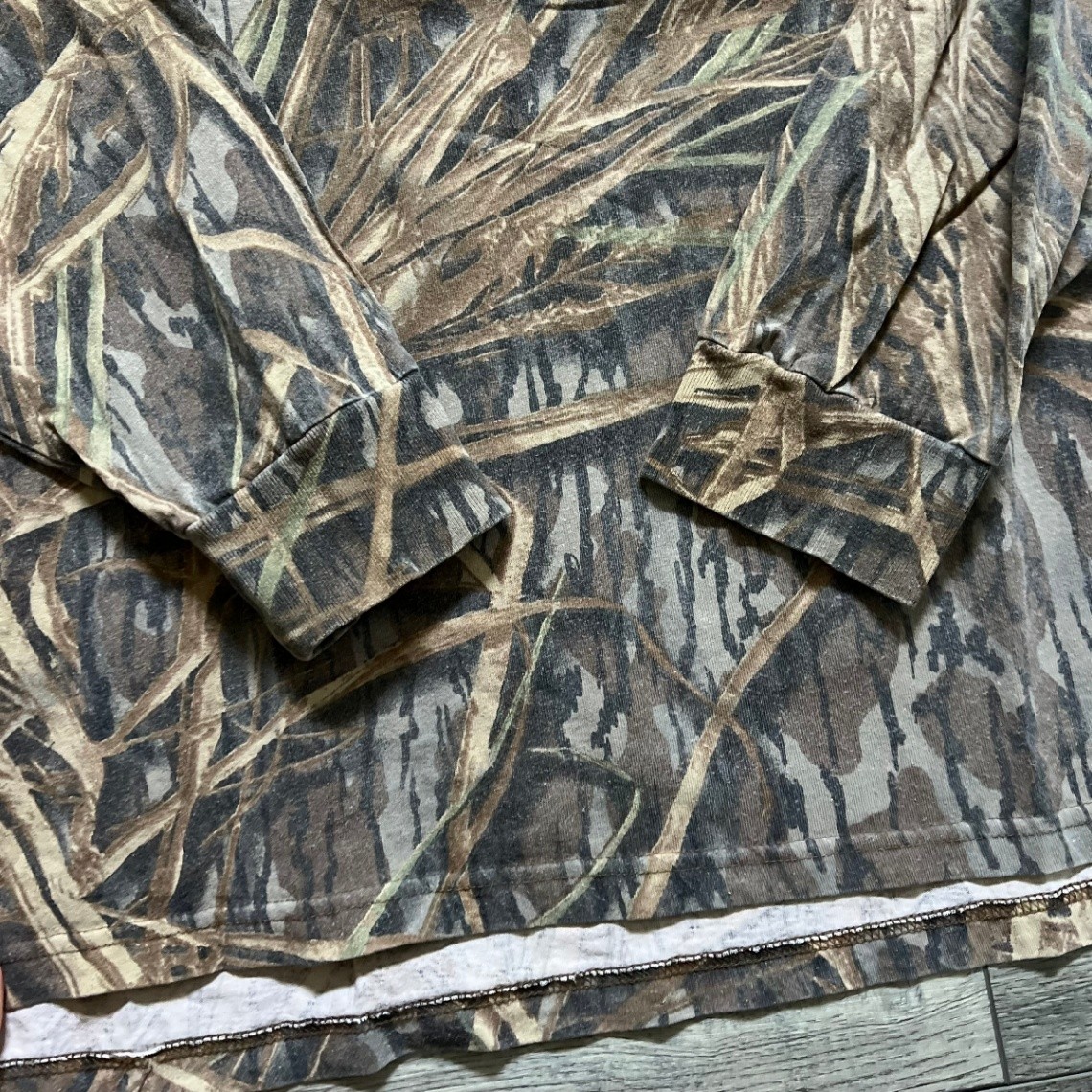 Vintage Jerzees Outdoors Long Sleeve Marsh Camo Hunting Shirt Cotton Men’s 2XL