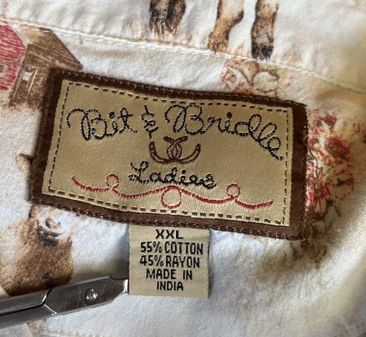 Bit & Bridle Farm Animals Cowgirl Shirt Button Up Rodeo Horse Western XXL