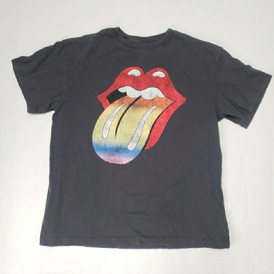 Rolling Stones Logo T-Shirt Women’s Size Small Double Sided Spell Out H&M
