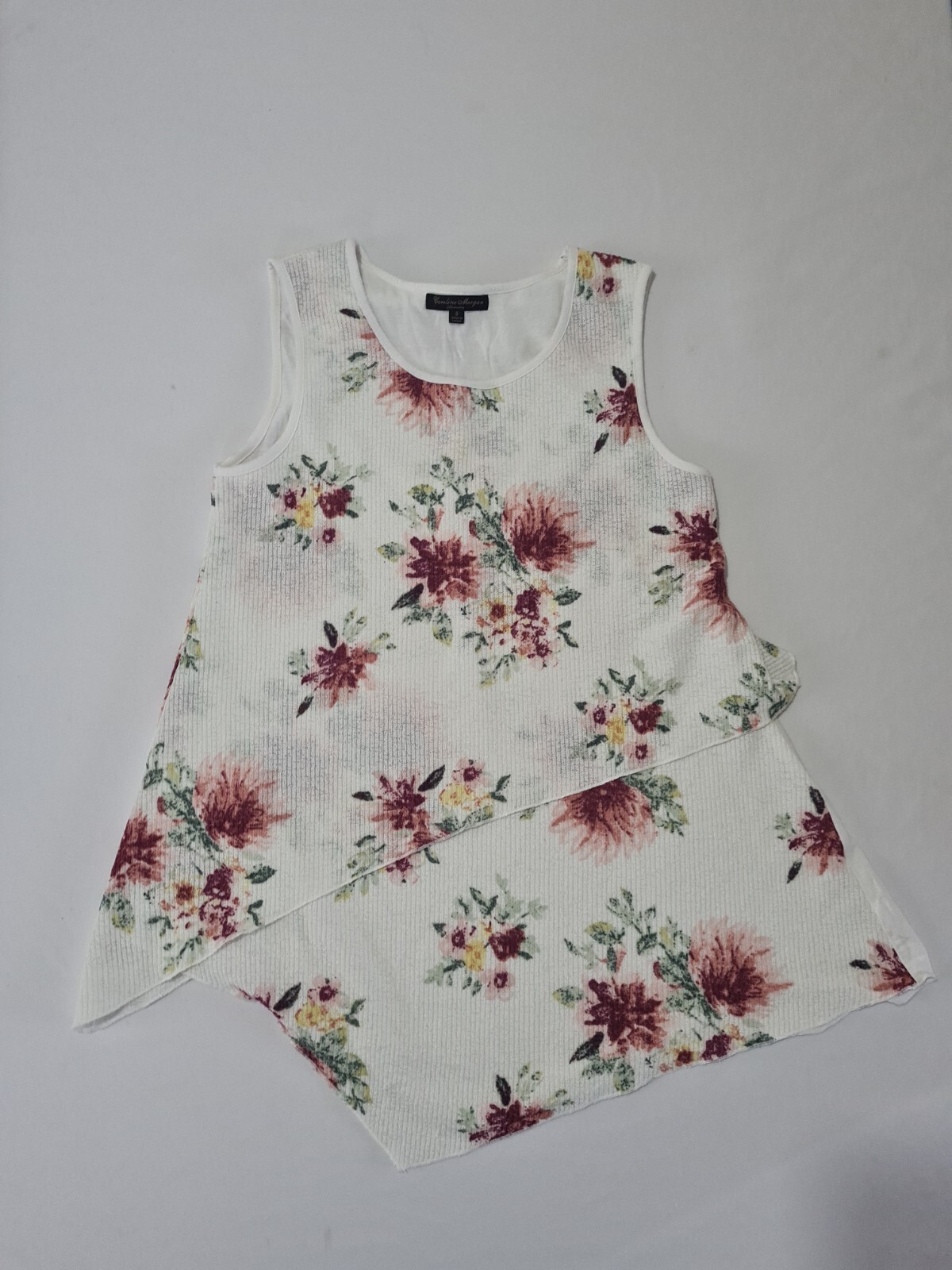 Ladies Top Caroline Morgan Size 8 Sleeveless Stretch White Mix 13100