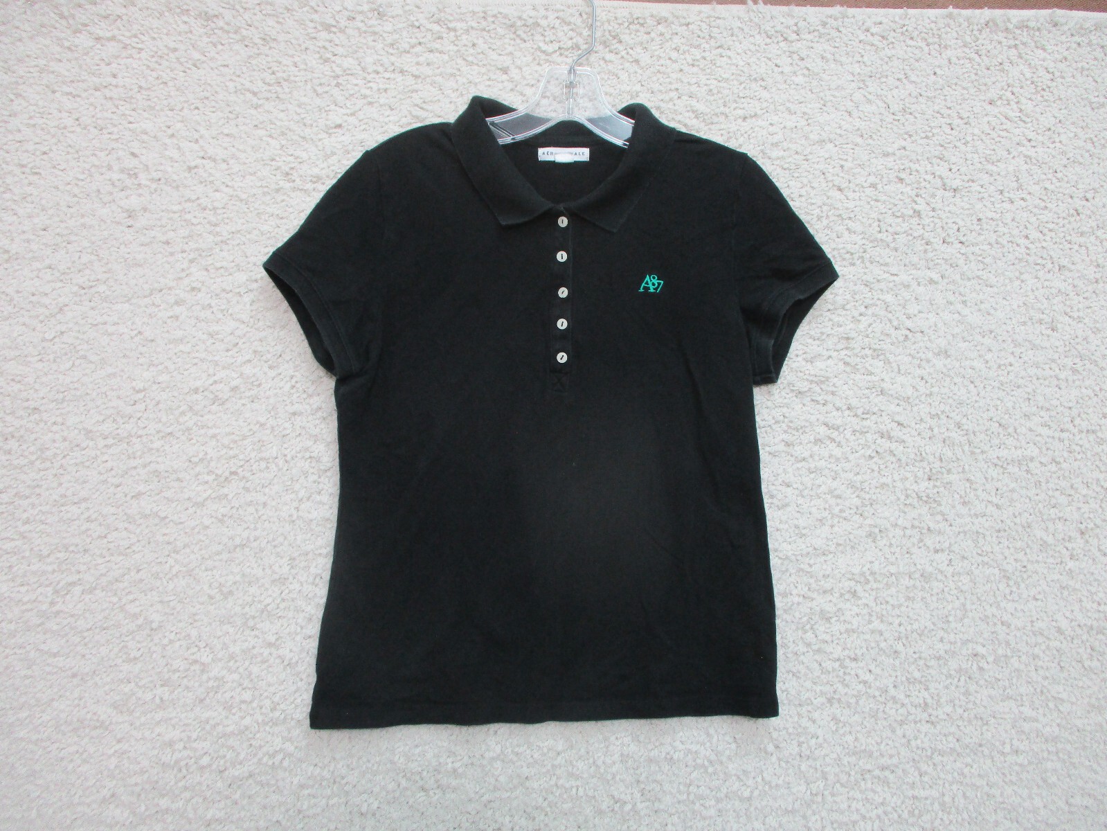 Aeropostale Polo Shirt Extra Large Adult Black Casual Rugby Slim Fit Womens XL