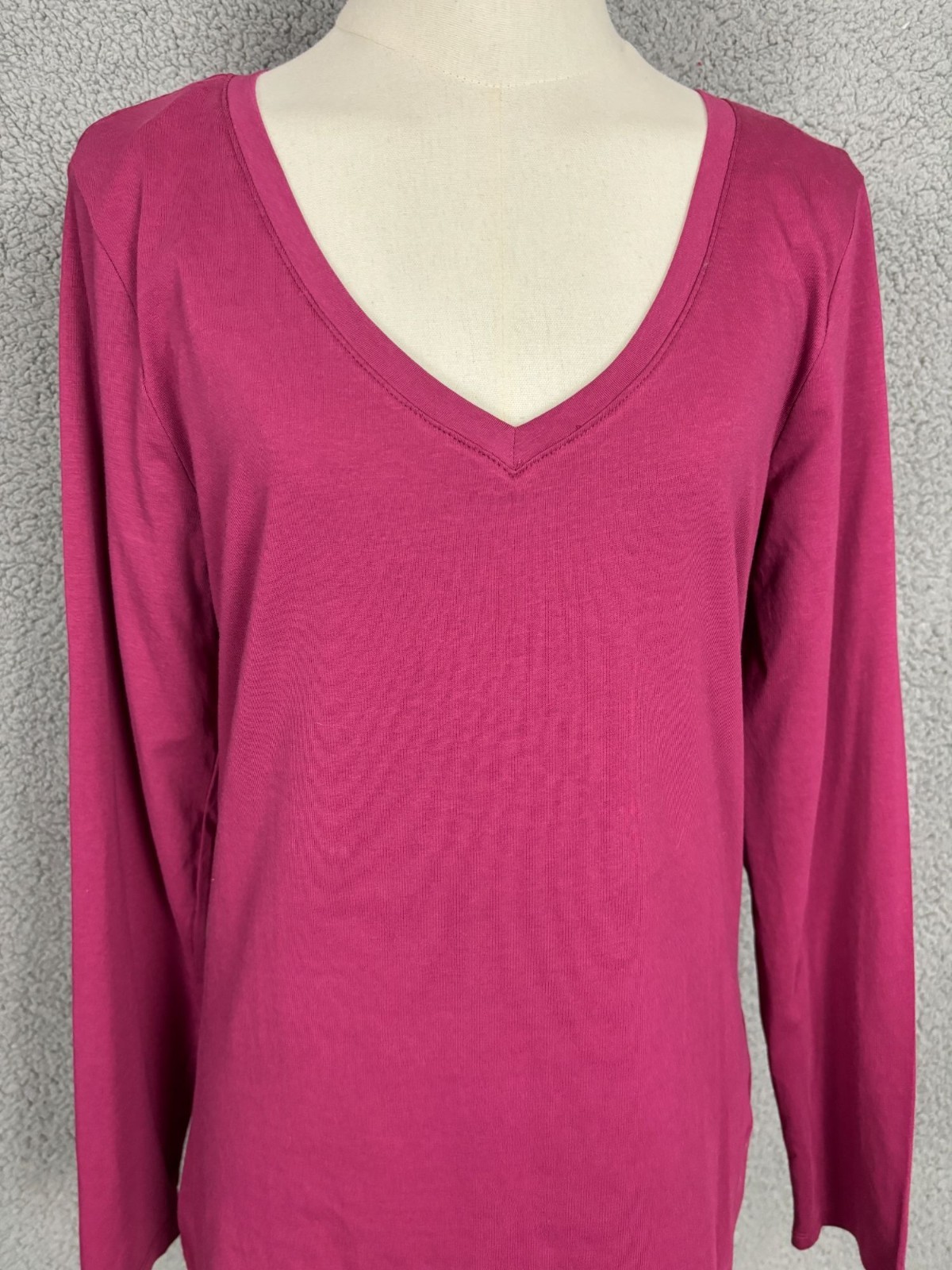 Aveto Juniors’ XL V-Neck Long Sleeve Top Beaujolais Stretchy Cotton Blend NWT’s