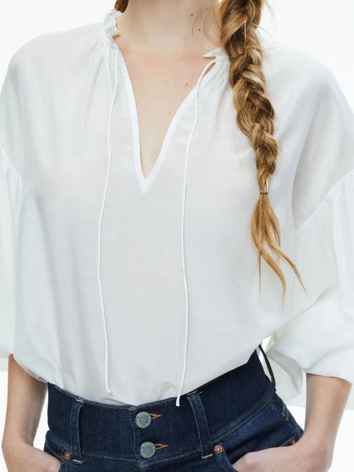 Alice + Olivia Julius Voluminous Blouson Sleeve Blouse Large NWT $350