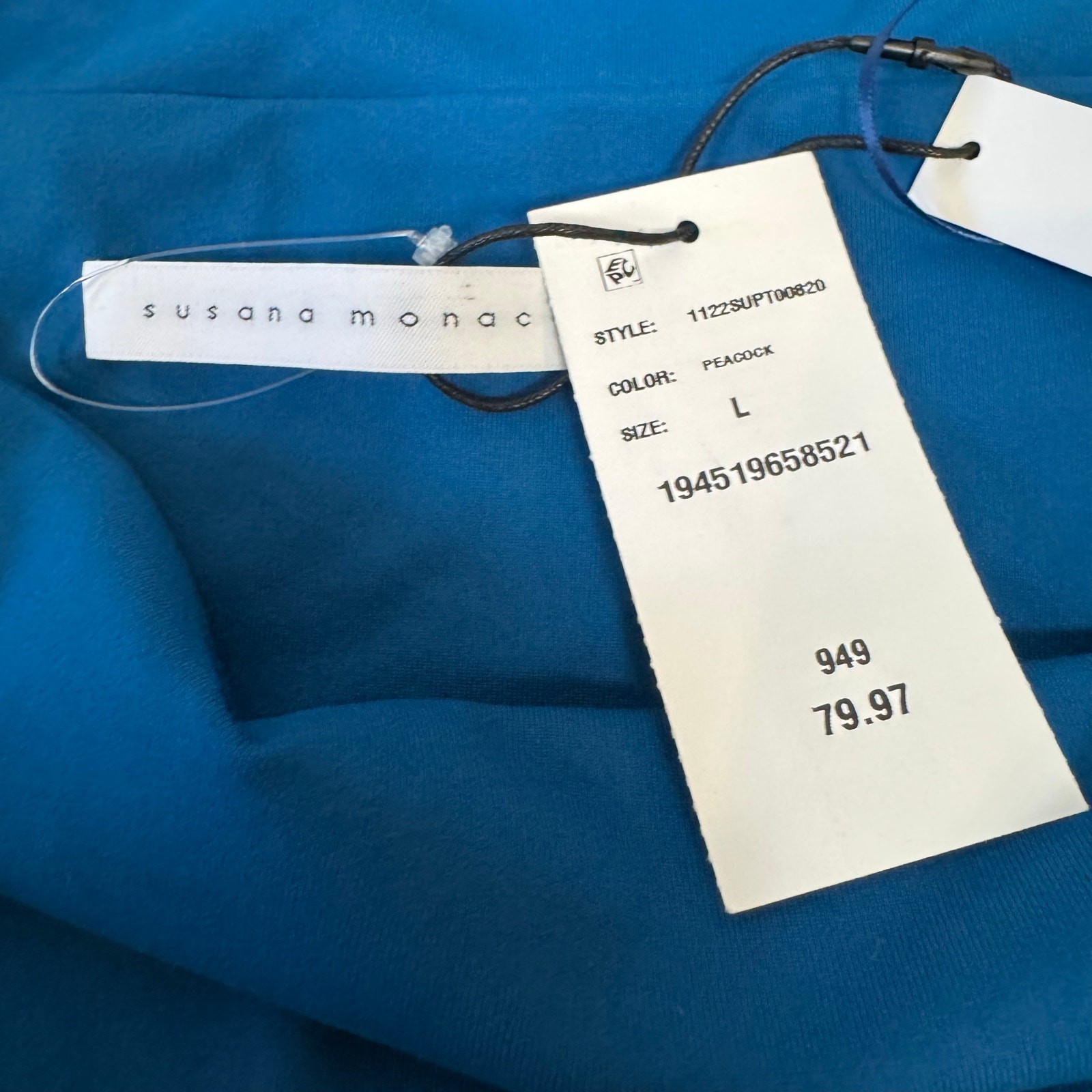 Susana Monaco One Shoulder Strap Top Peacock Blue Large NWT $148 Sexy Date Night