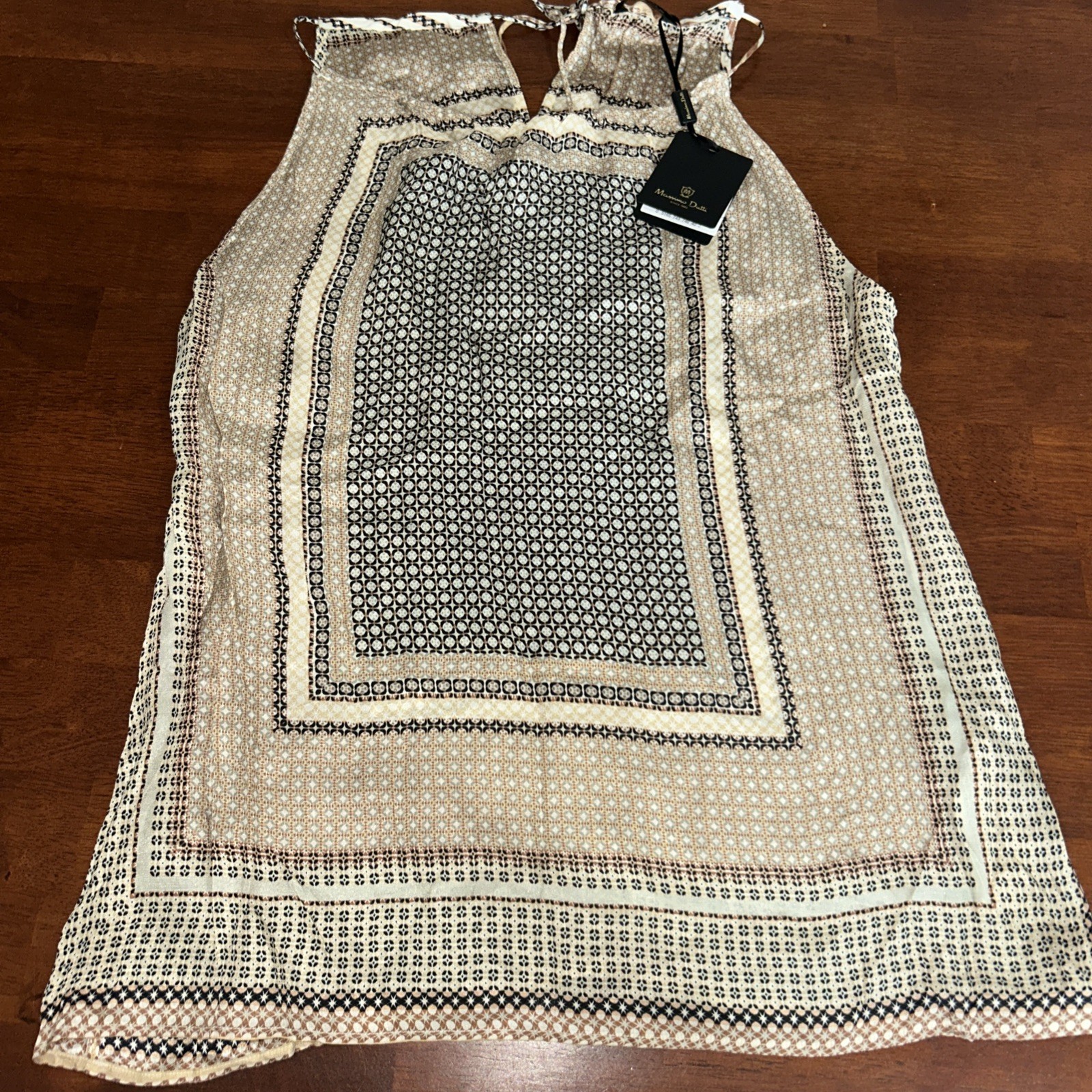 NWT Massimo Dutti Silk Sleeveless Blouse Top Geometric Print Size 8 EU 40