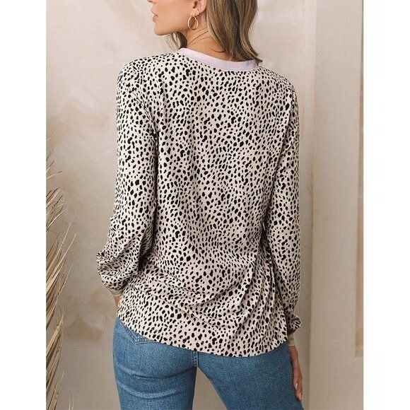 Animal Spotted Print Round Neck Long Sleeve Top X LARGE (4411)