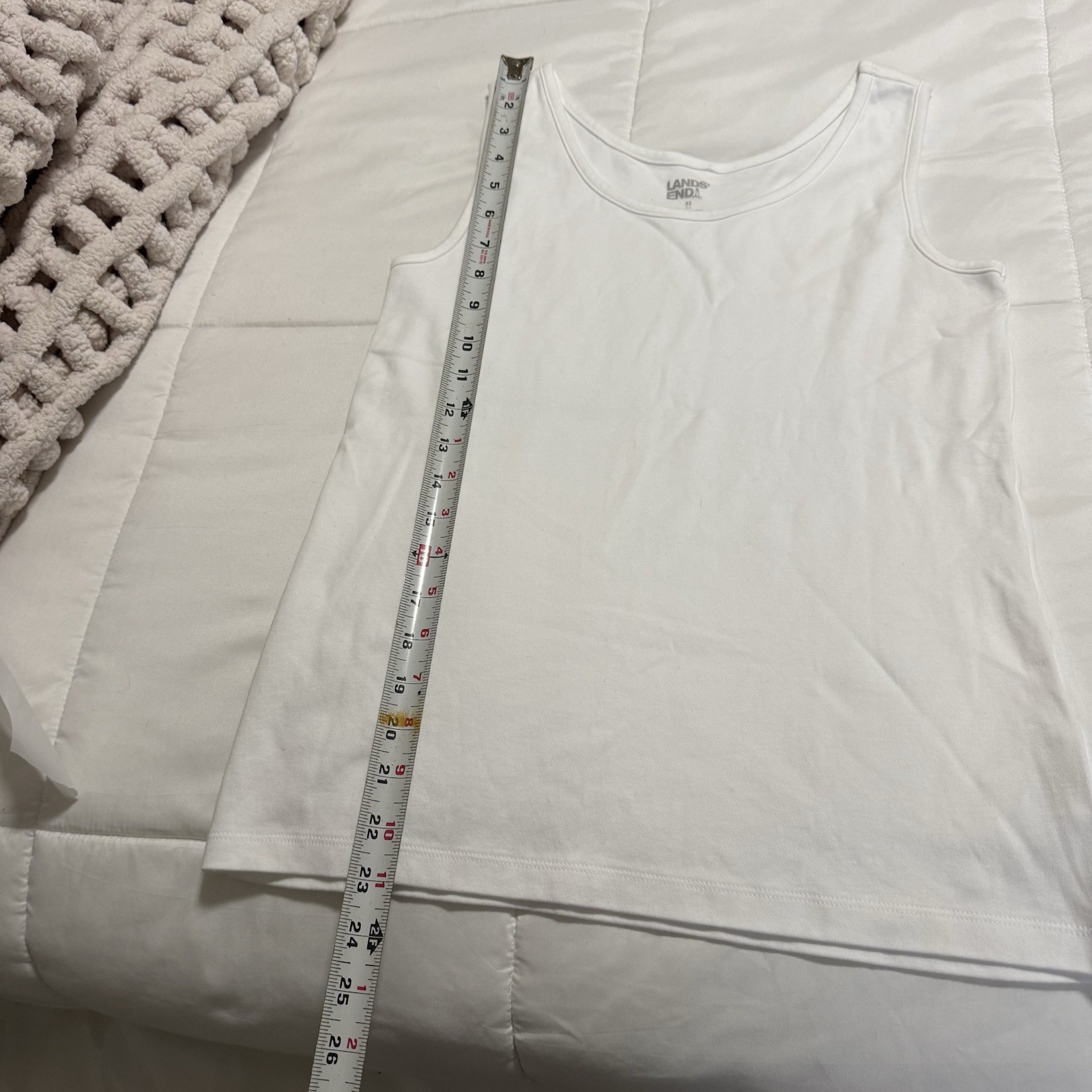 Women’s Tall XS Tank by Lands End ~ Super Soft Combed Cotton ~ Bright White