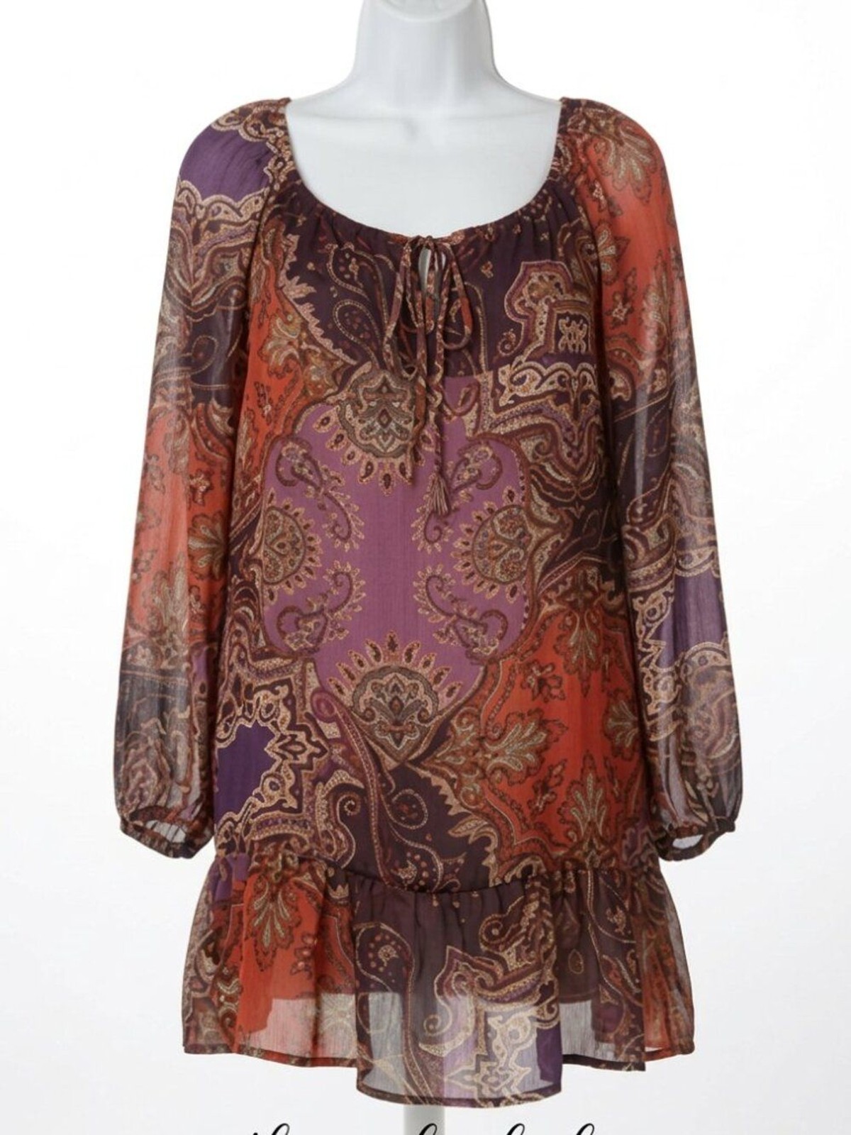 Xhilaration Top Dress Women’s Small Boho PaisleyTunic Cottagecore