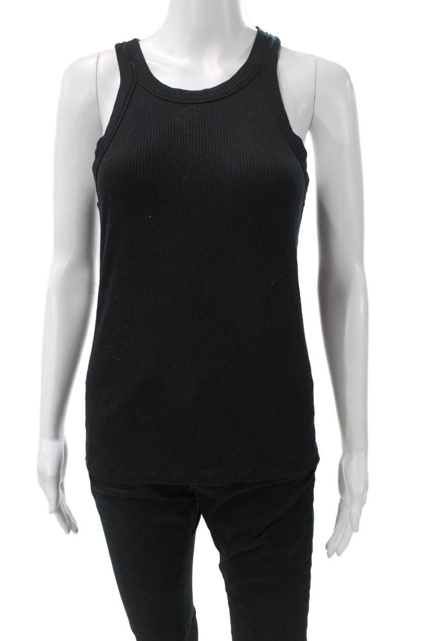 WSLY Womens Basic Sleeveless Tank Black Round Neck Tencel Summer Size XL