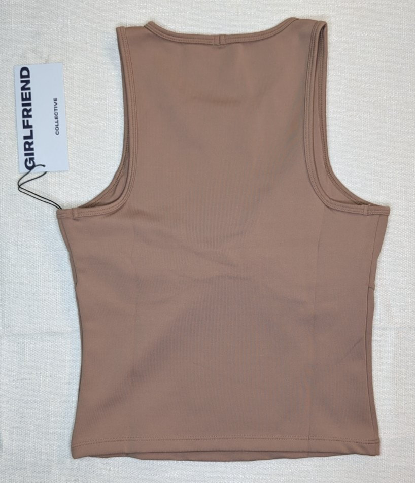 Girlfriend Collective Canyon Twist Tank Top Womens S Brown Ribbed NWT