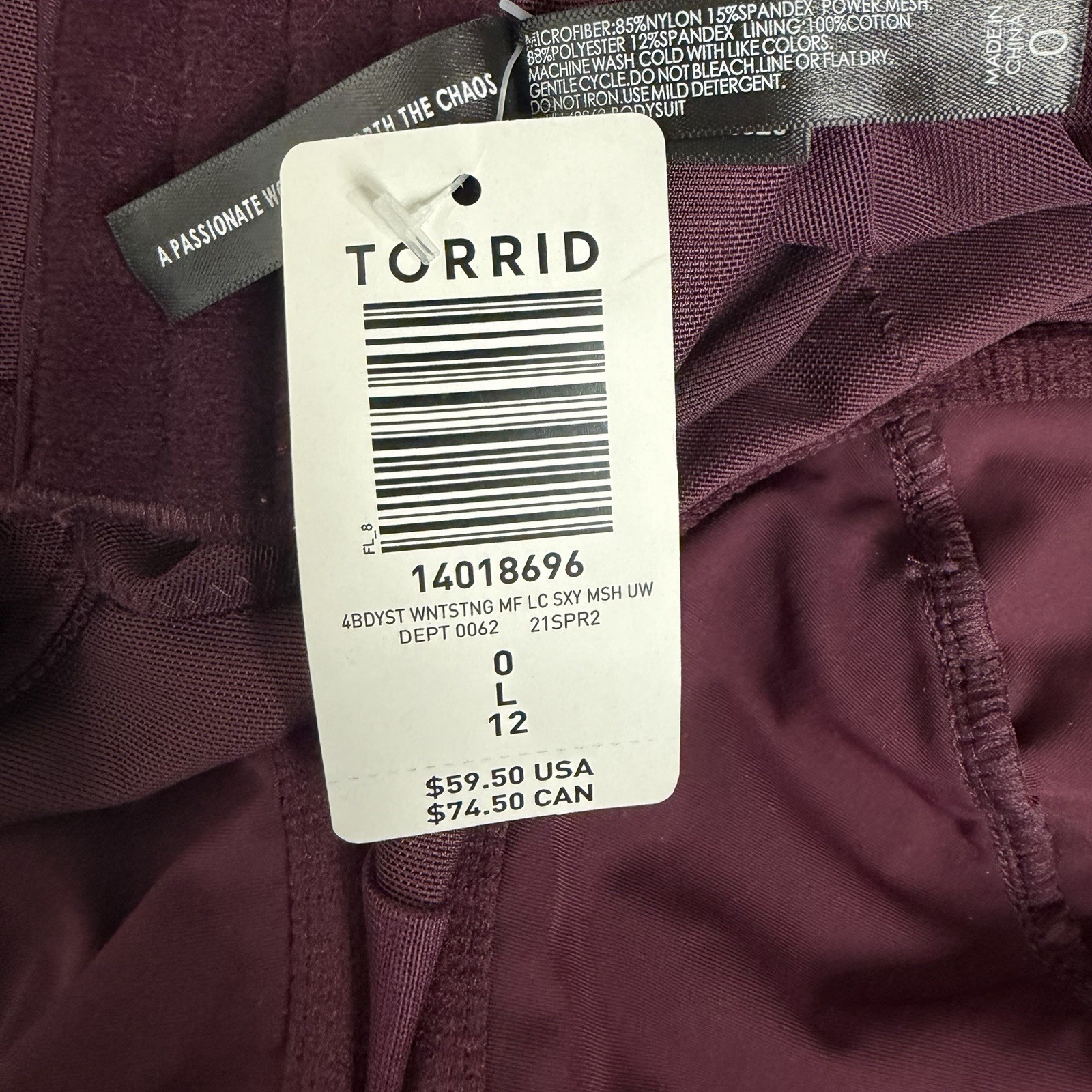 Torrid NWT Lingerie Bodysuit SZ L Wine Underwire Mesh Lace Sexy Wedding Night