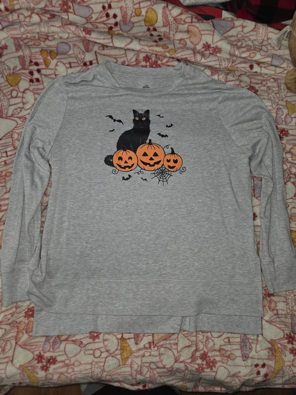 Way To Celebrate Halloween Crewneck Black Cat Pumpkins Long Sleeve Womens 2XL