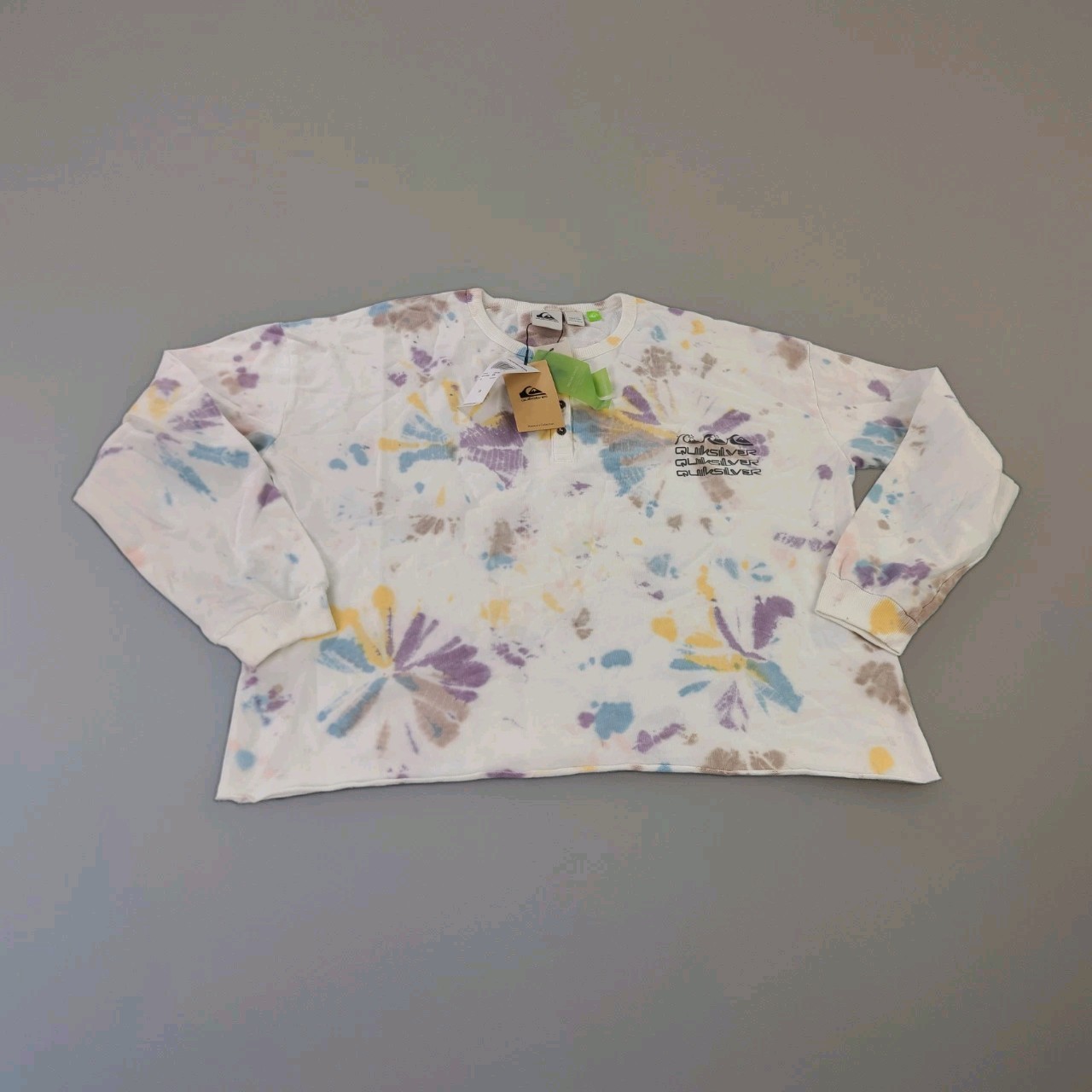Quiksilver Womens Sunset Spot Tie Dye Long Sleeve Shirt Organic Cotton XS NWT