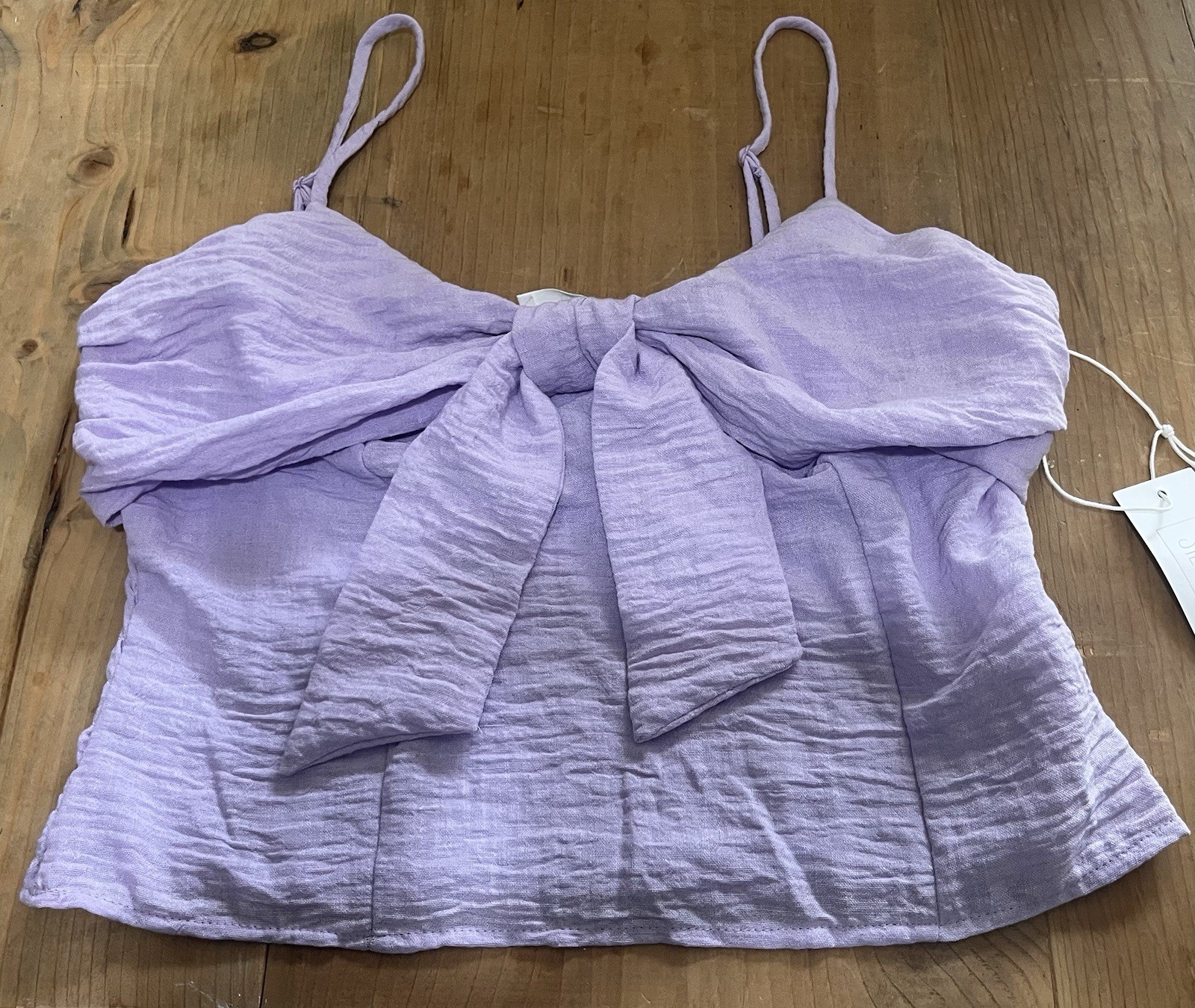 Sienna Sky Smocked Crop Top Women’s Size XL Lilac Bow Ruched Back NWT