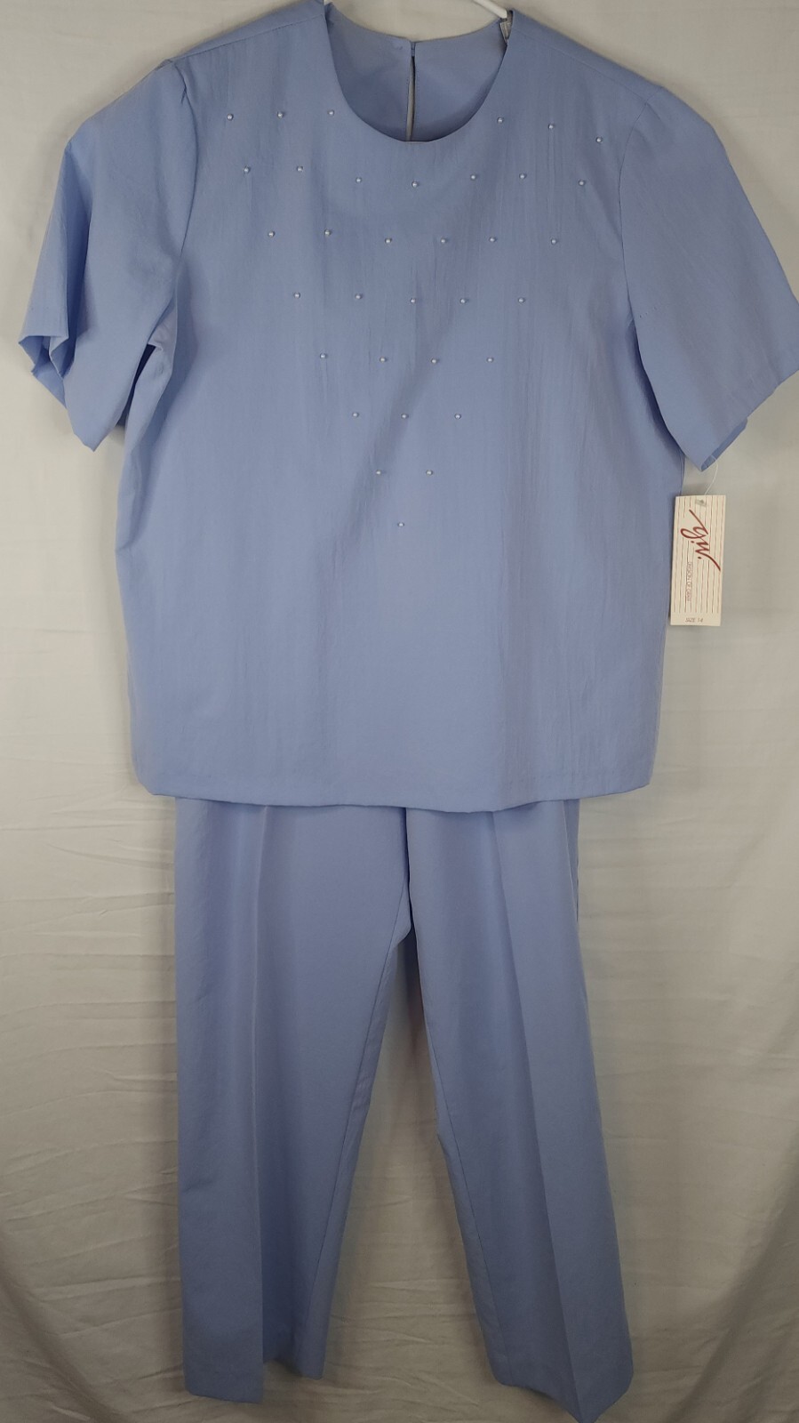 Division Of Graff, NWT, Womens Short Sleeve Blouse & Pants Outfit,Size 14, Blue