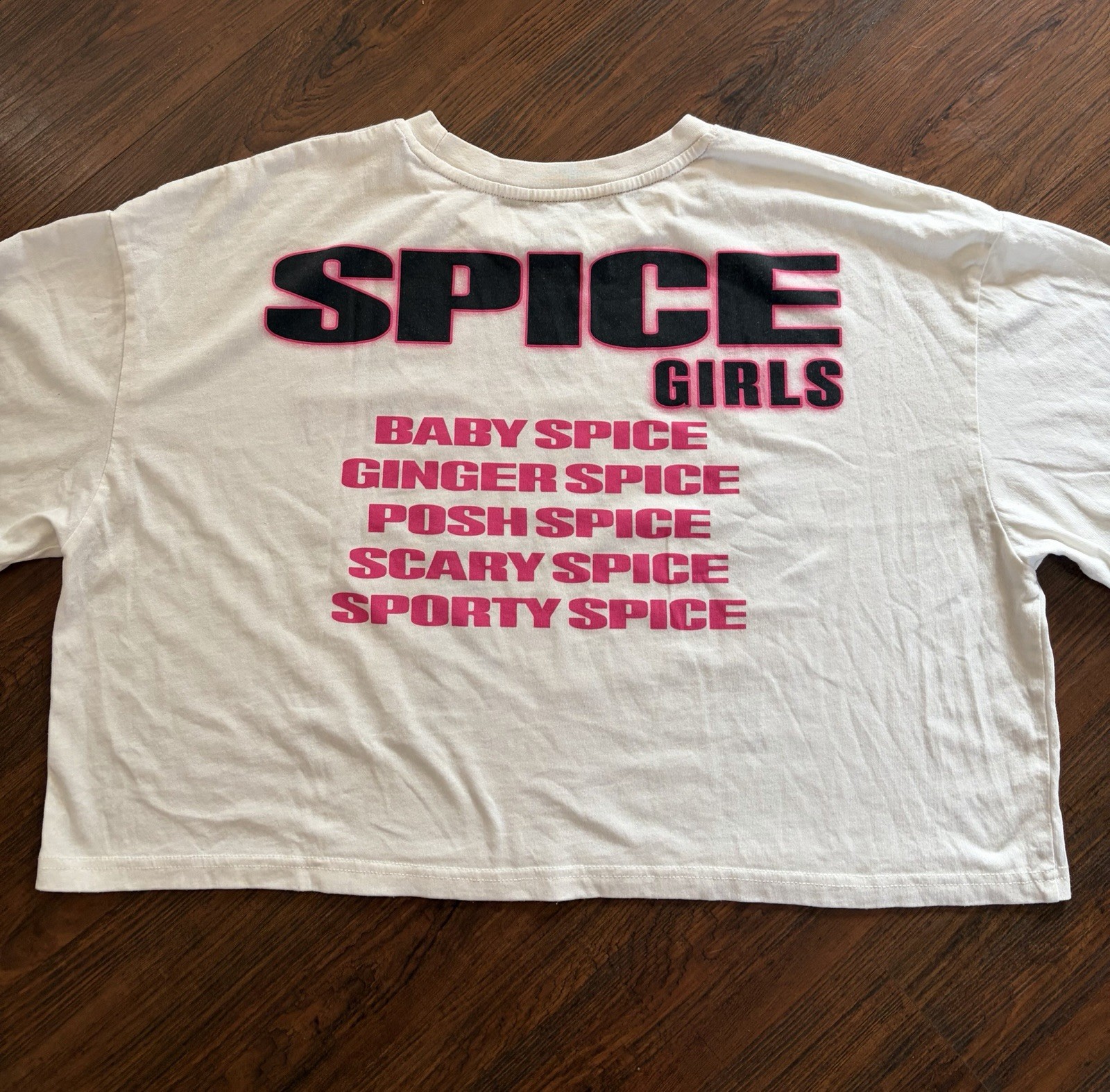Spice Girls Women’s XL White Crew Neck Short Sleeve Graphic Logo Cropped T-Shirt