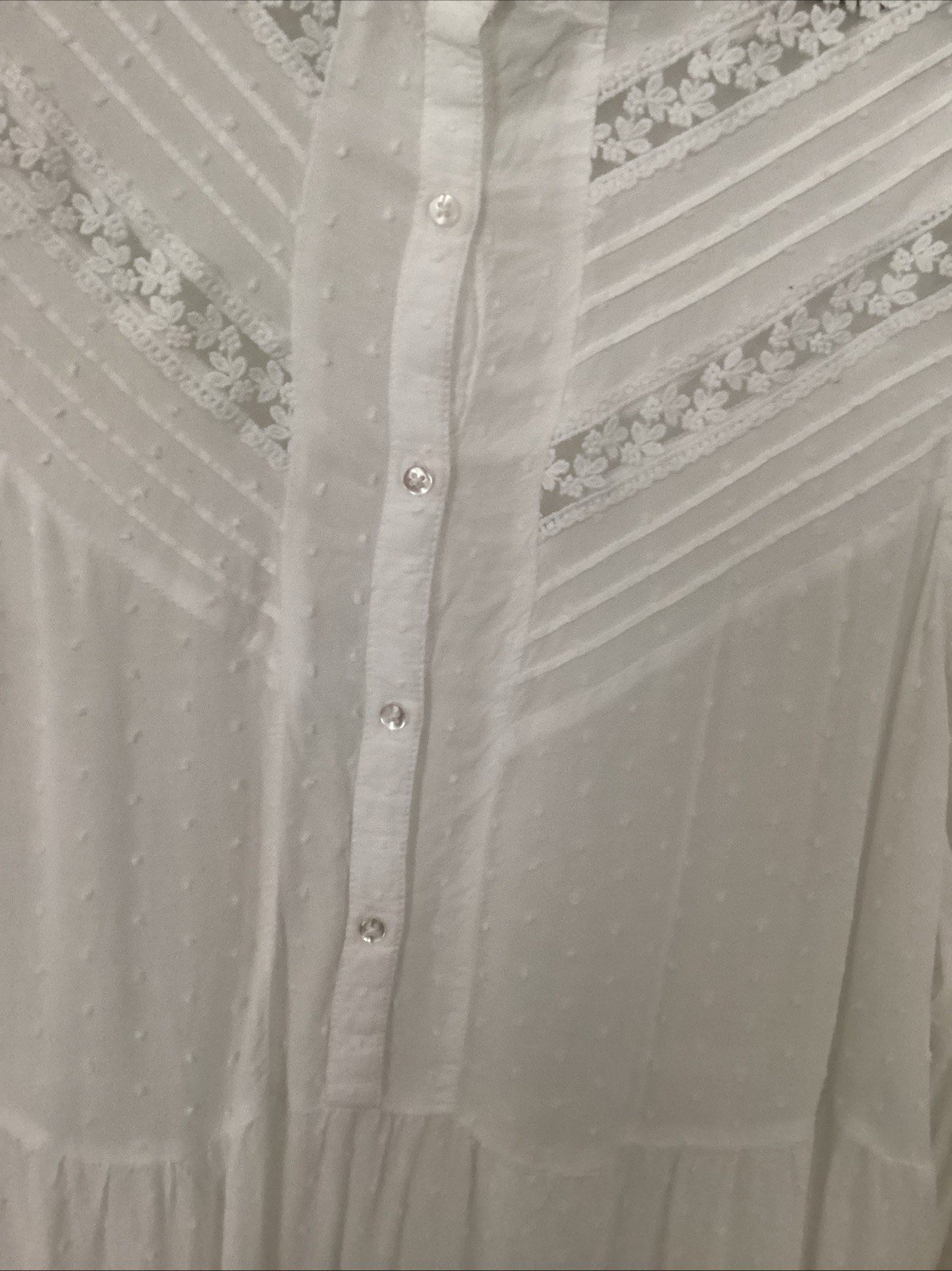 Est. 1946 Women’s White Tunic Needs Slip/ Lace And Pin tuck Detail 18/20 Larg