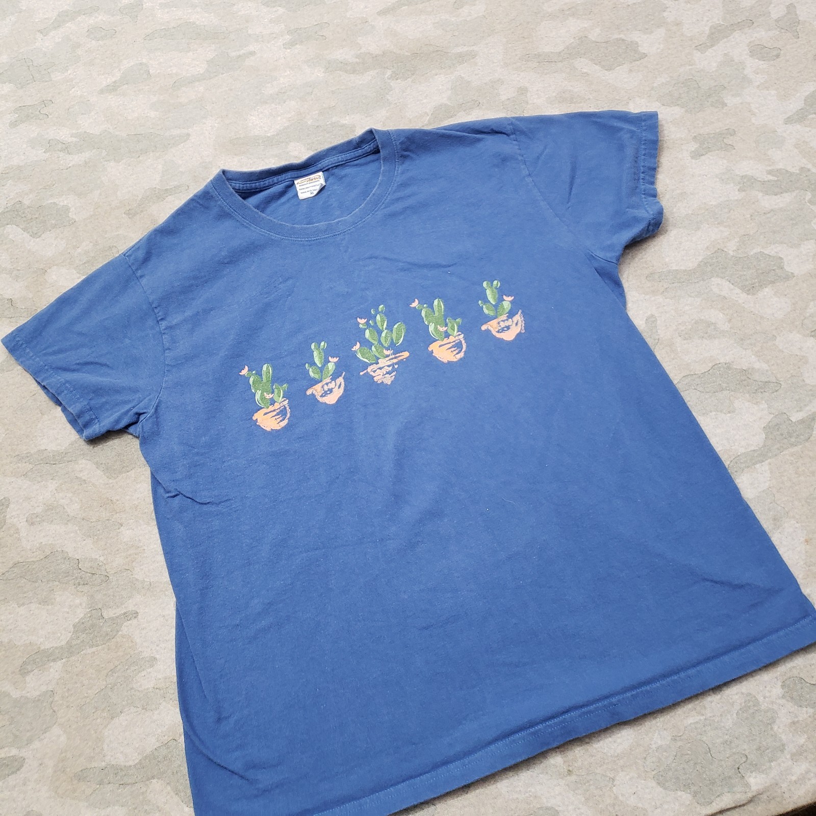 Crazy Shirts Top Womens XL Blue Short Sleeve Cactus