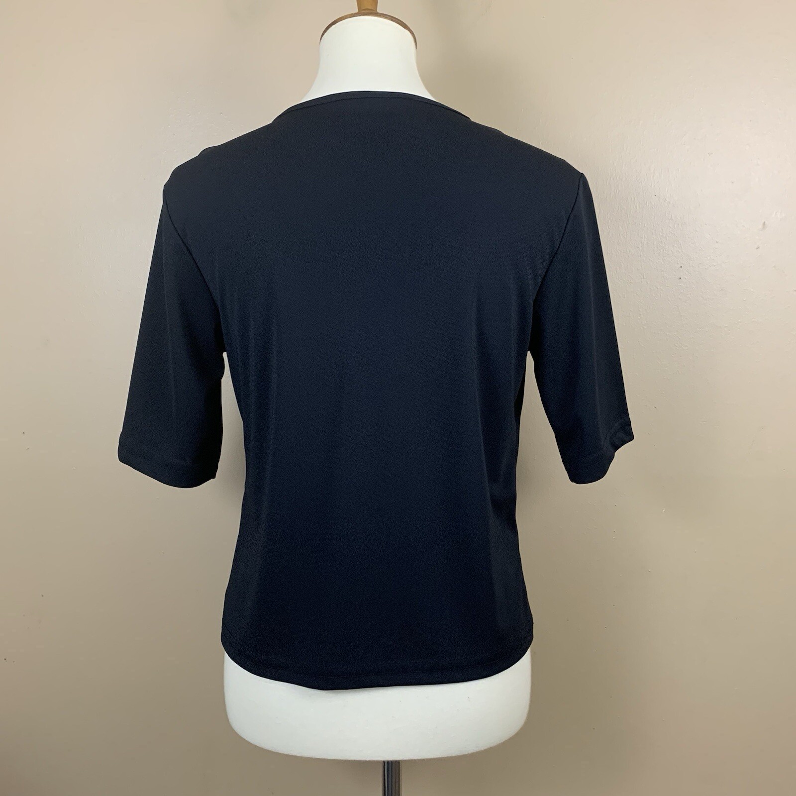 Wrapper Vintage Y2K Womens Medium Black Faux Cardigan Stretch Minimalist Top 90s