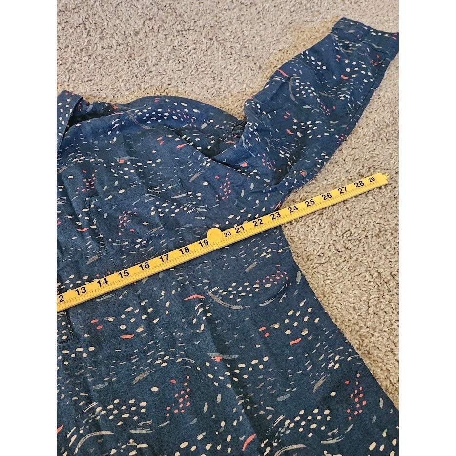 Seasalt Cornwall Shirt Womens 14 Blue Cotton Dash Print Tunic Top 100% Cotton