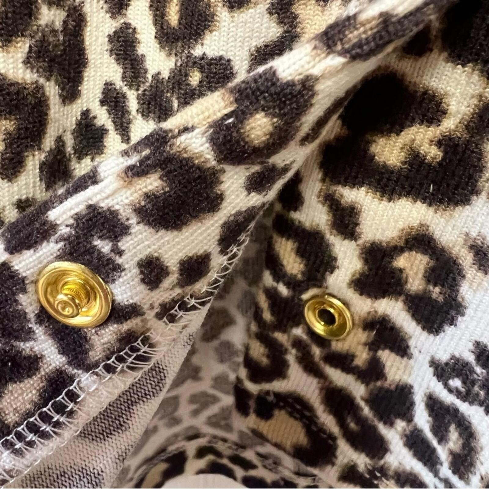 Quacker Factory Leopard Print Cardigan 3X Animal Print Button Front Stretch Top