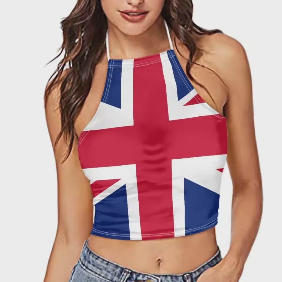 Womens Halter Crop Tank Tops Team Patterns