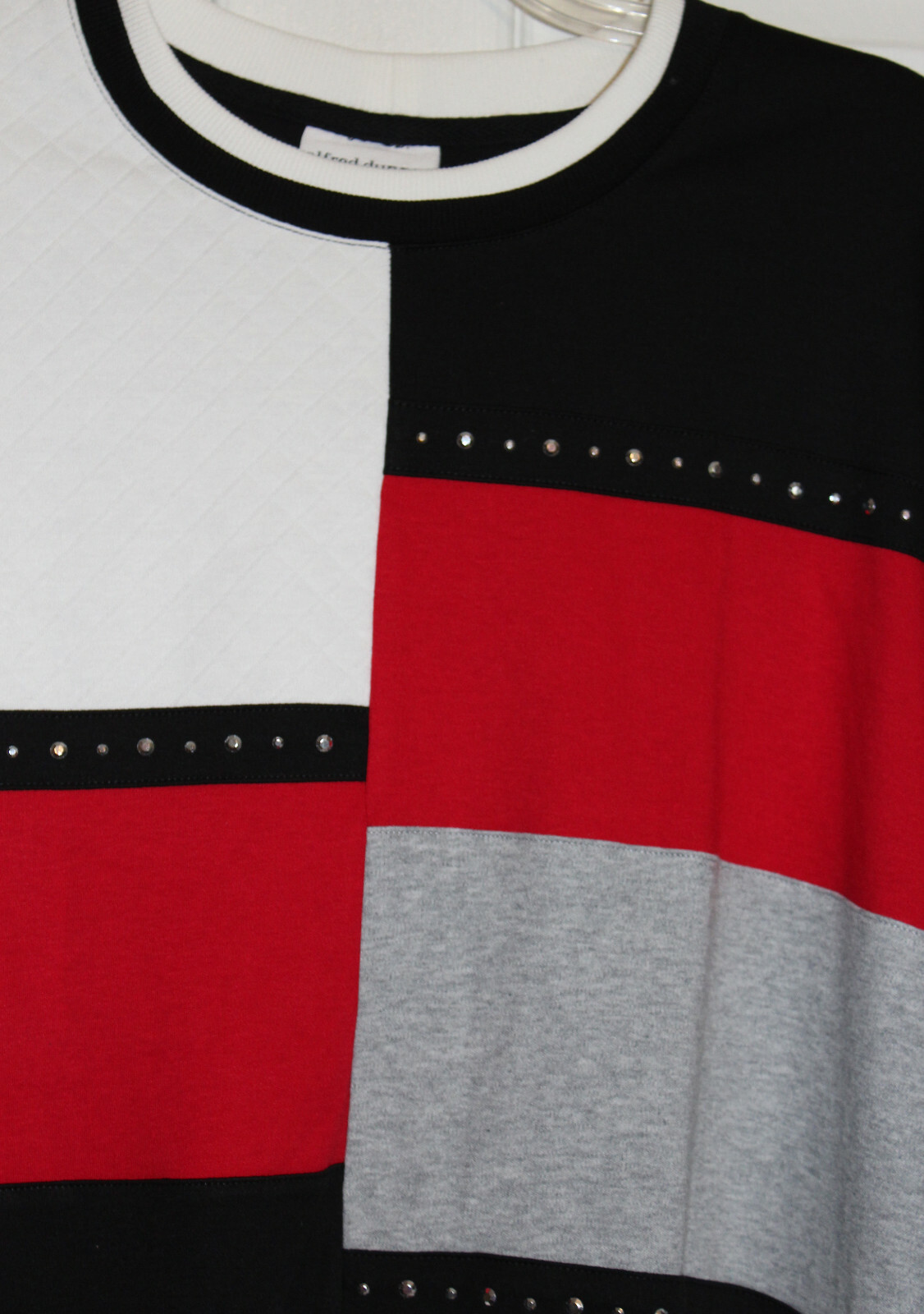 Alfred Dunner 2X Plus Red Black White Embroidered Pullover Sweatshirt New