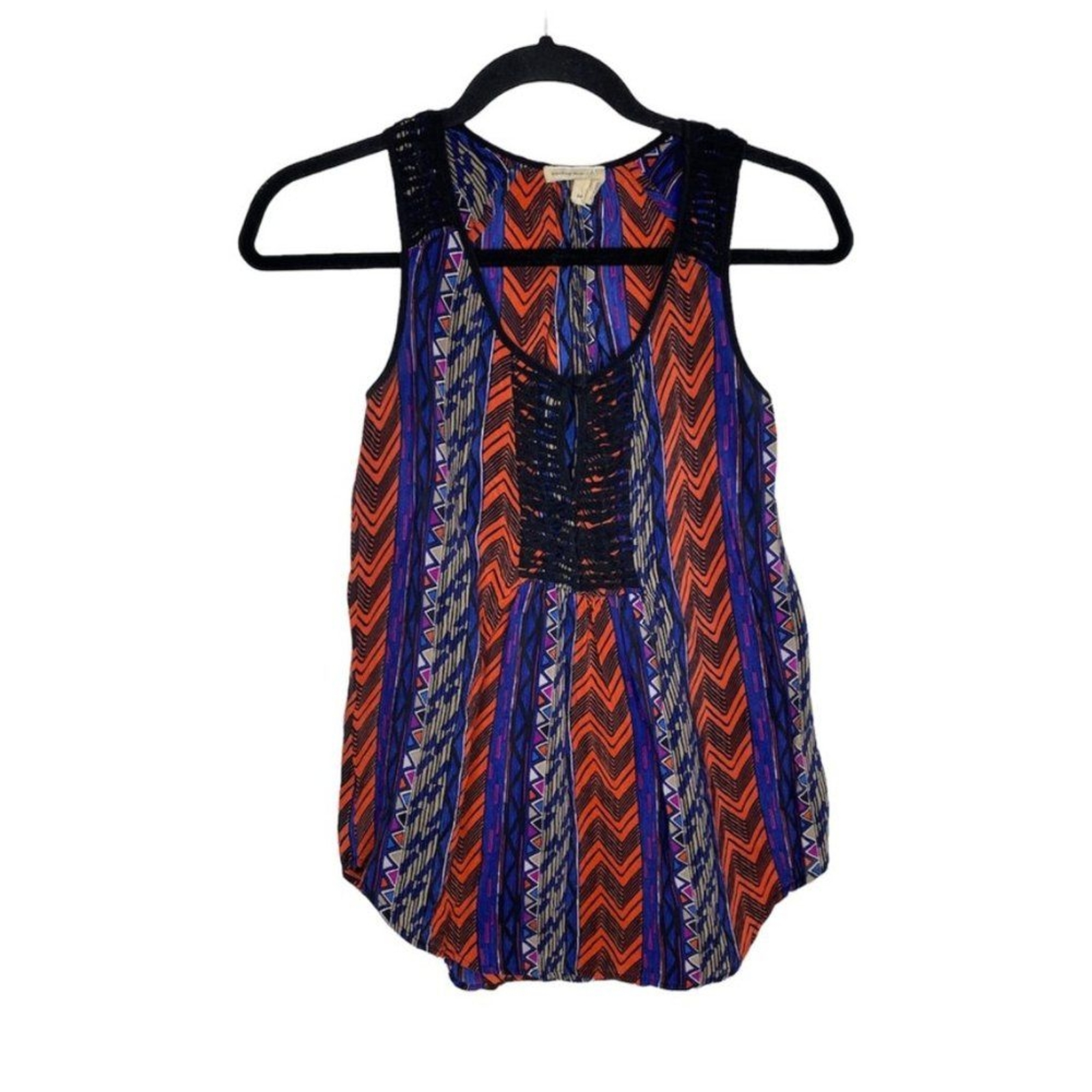 Anthropologie Meadow Rue Blouse Womens Size XS Bohemian Western Aztec 100% Silk