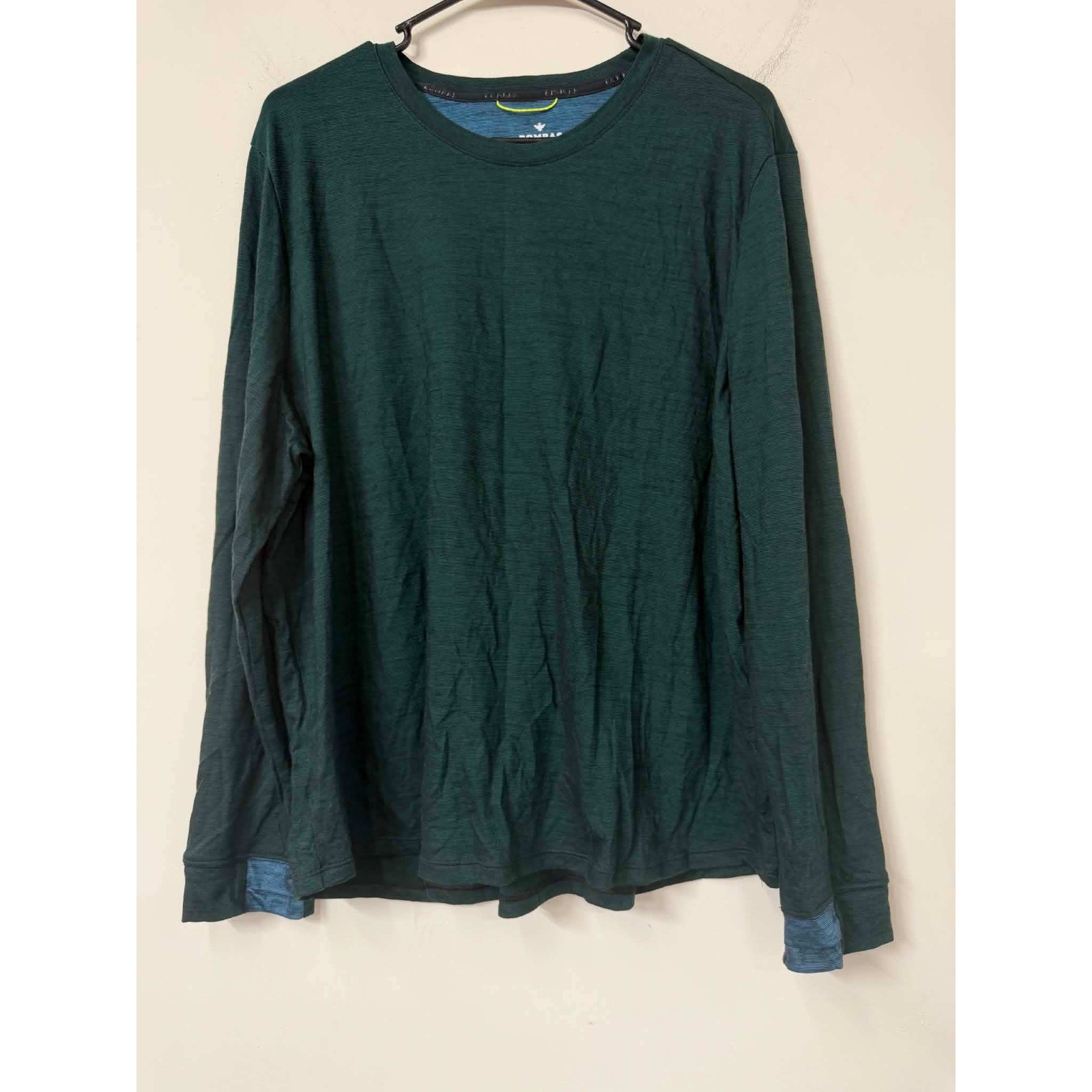 Bombas Women 1X Merino Wool Tencel Blend Long Sleeve Shirt Green Teal Crewneck