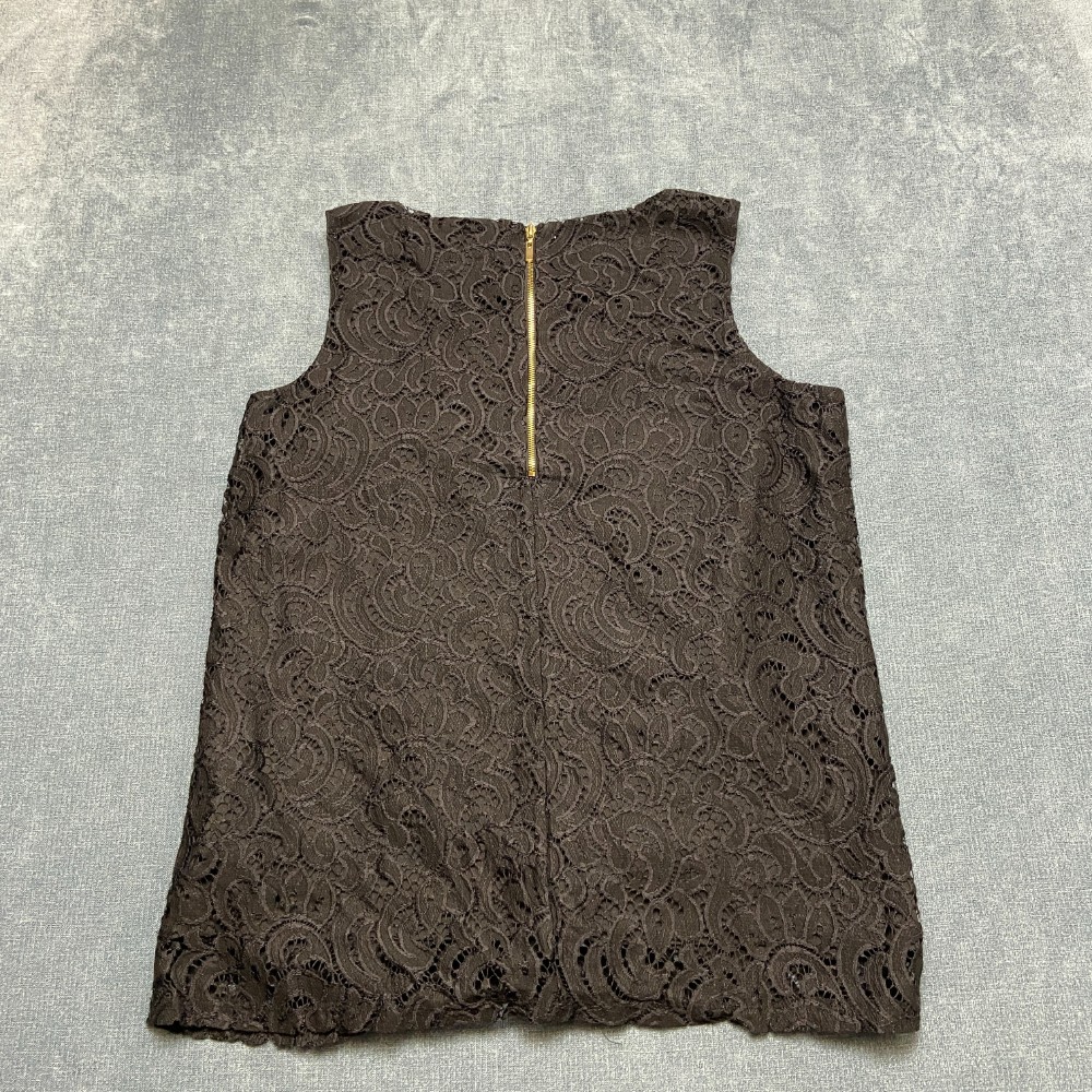 Charter Club Tank Top Womens Medium Black Sleeveless Lace Details Back Zip