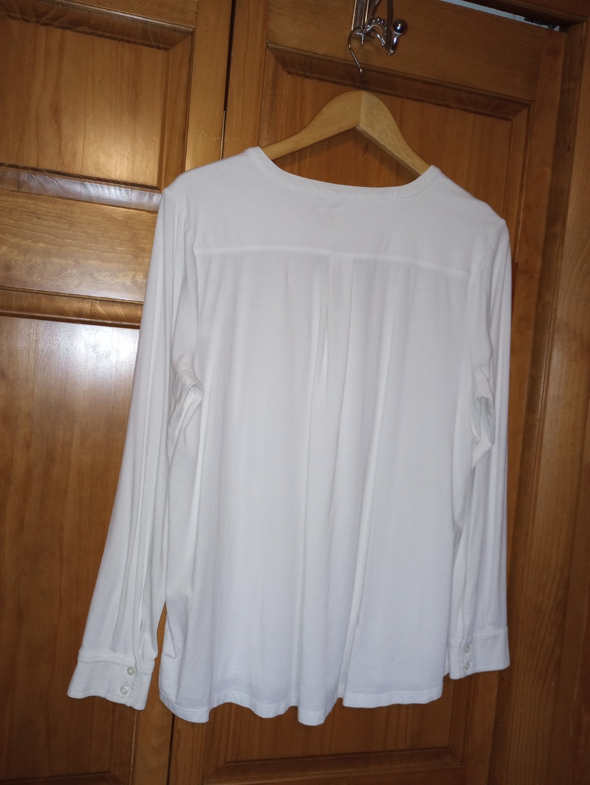White, LS, Soft Cotton Blend, Lands End Womens Large Capsule Wardrobe Henley Top