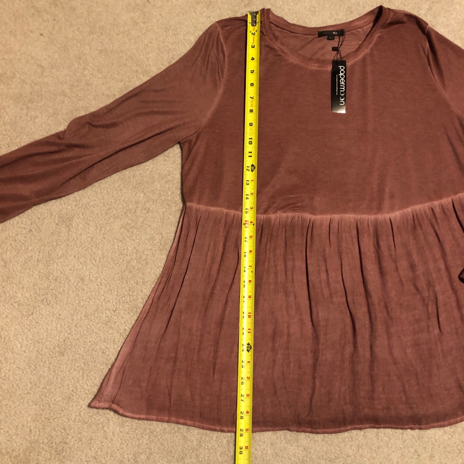 NWT Papermoon Burgundy Tunic Top Women’s Size Large Boho Romantic Flowy