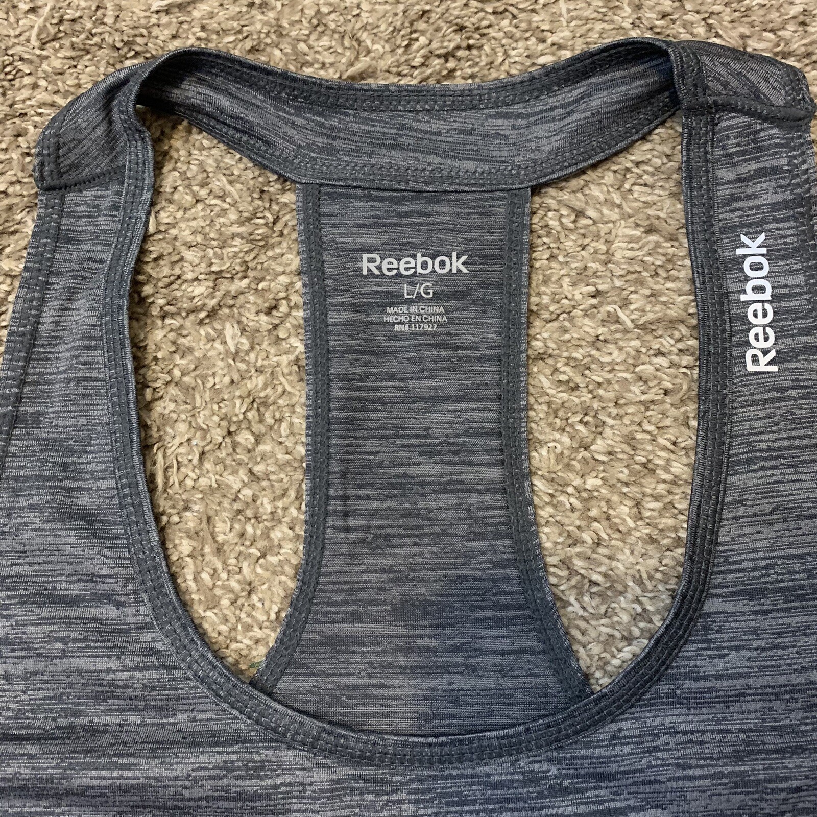 Reebok Shirt Womens Large Gray Outdoors Gym Lightweight Reflective Tank Top