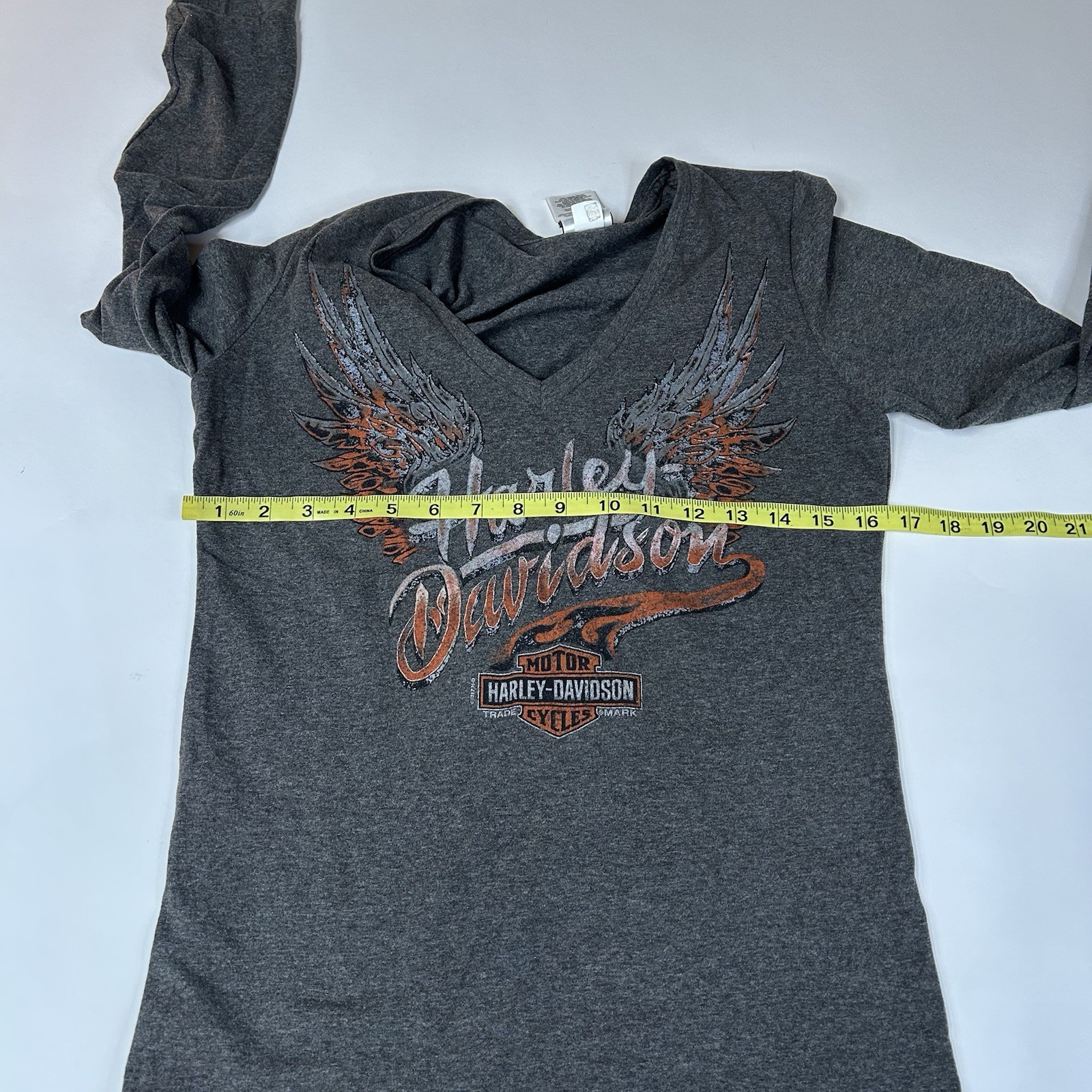 Harley Davidson Women’s Size Medium Long Sleeve Shirt Top Gray Mankato MN #4218