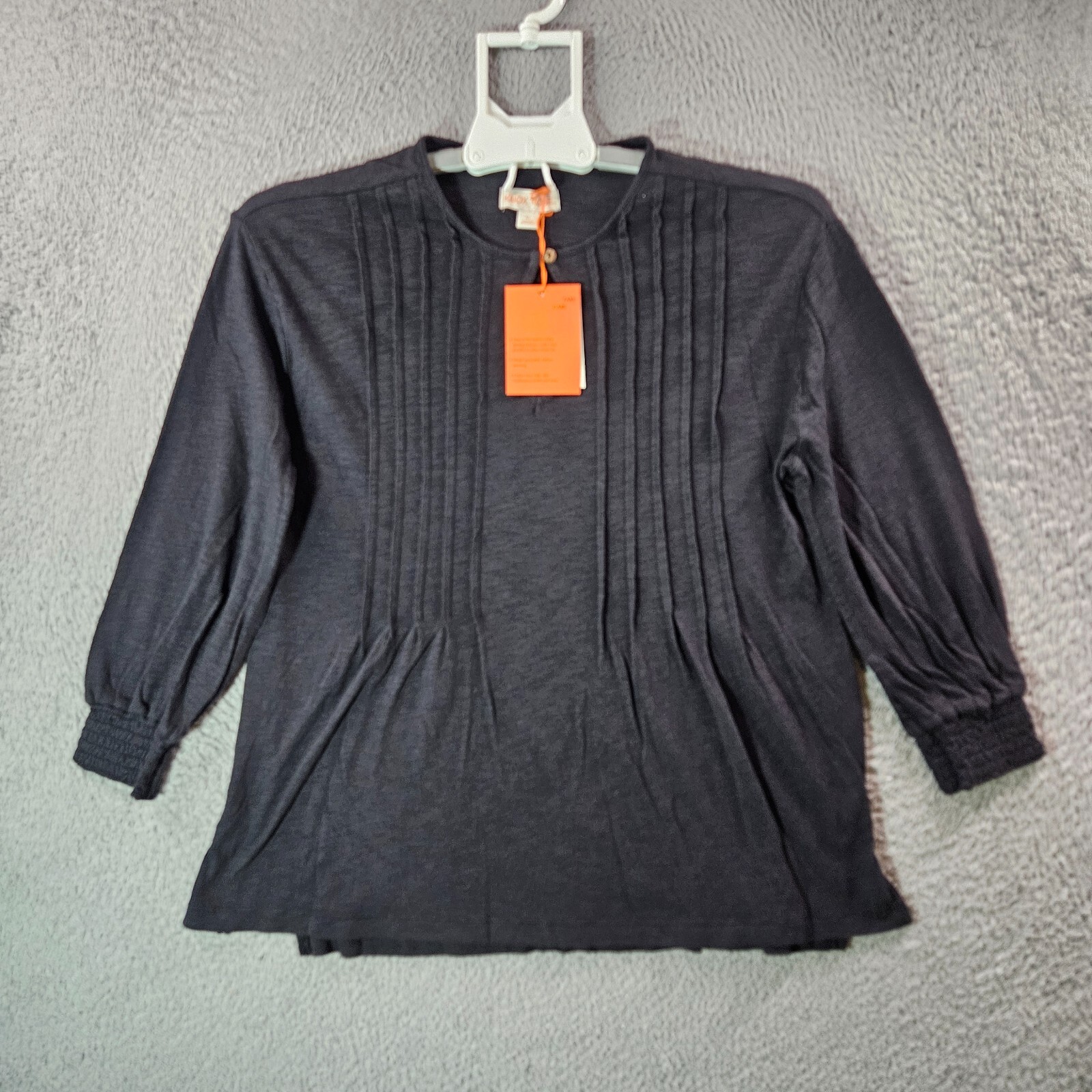 NWT Knox Rose Top Blouse Women XS Keyhole Neck Stretch Black
