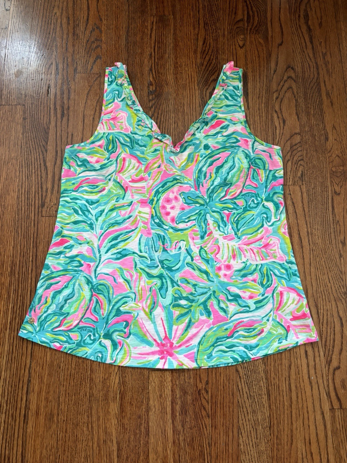 Lilly Pulitzer Gigi Ruffle Tank Top in Multi One in a Melon Size L