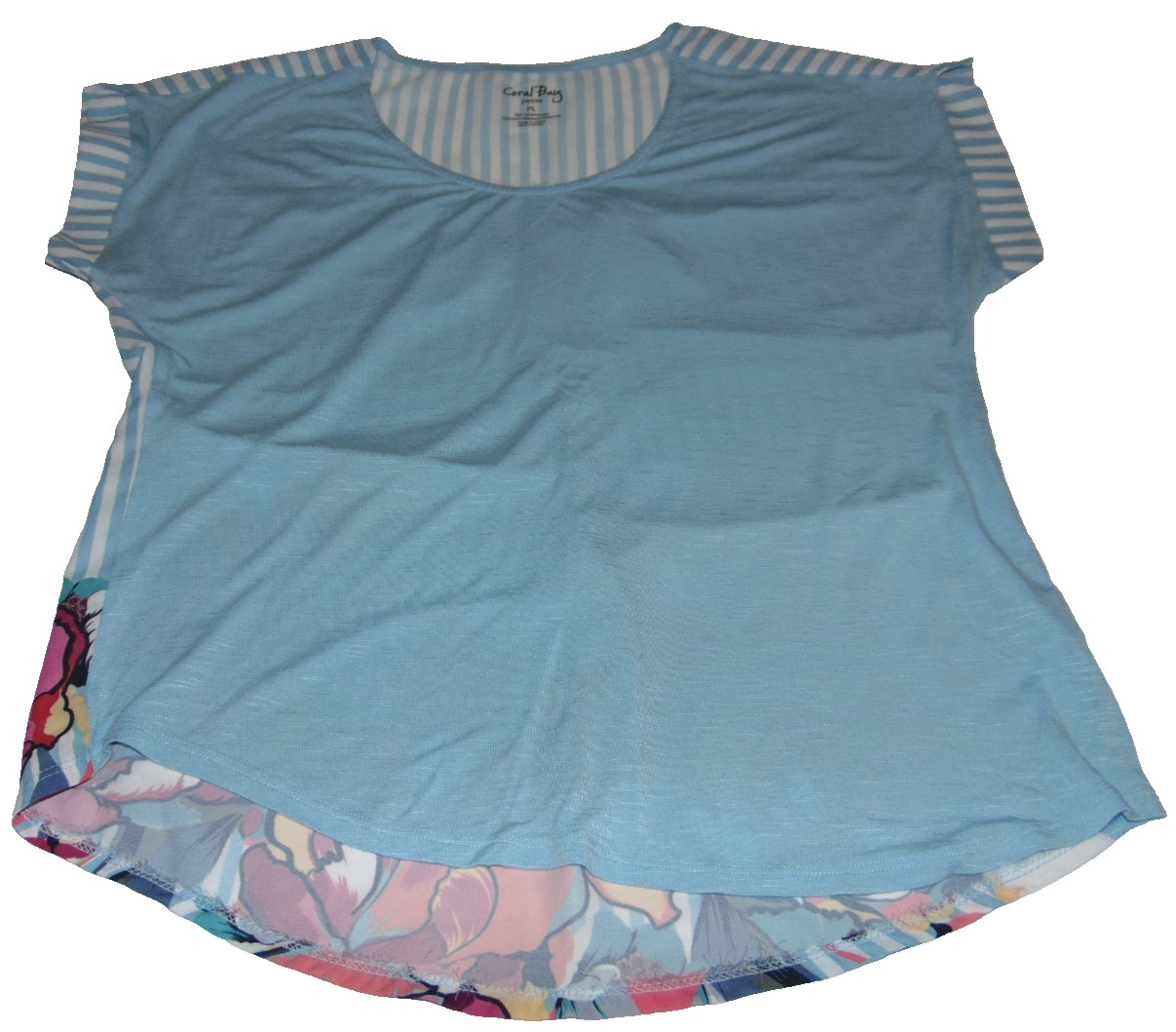 ~LN Women’s CORAL BAY Short Sleeve Striped/Flower Top! Size PL Super Cute:)~