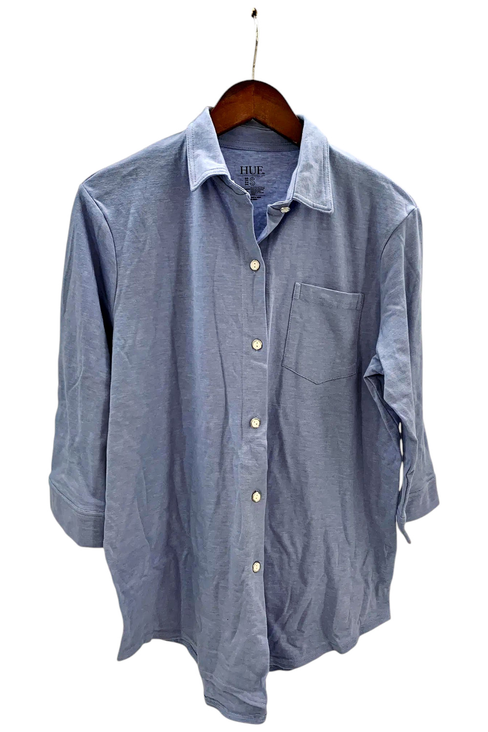 HUE Women’s Spring Button-Down Nap Shirt Blue