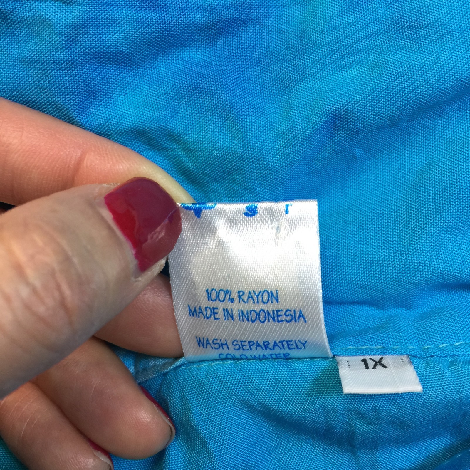 Bodacious Resortwear Hawaiian Shirt 1X Womans Plus Blue Beach Vacation Tie Front