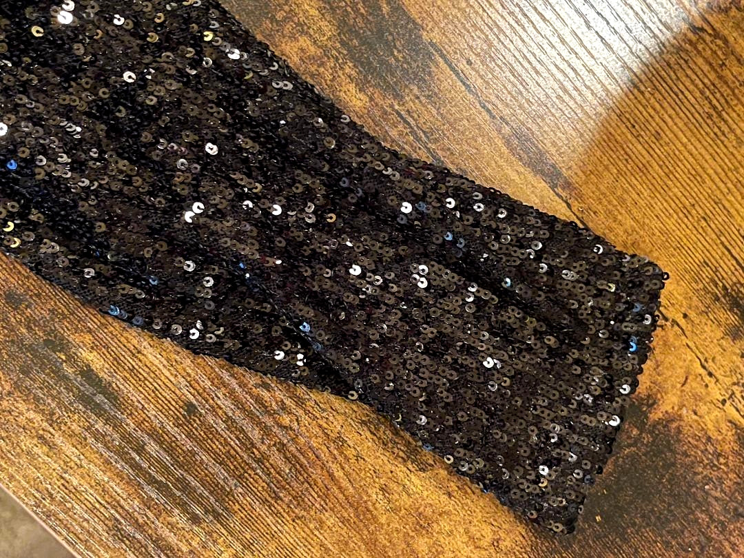 Cable & Guage Womens BNWT Black Full Sequin, One sleeve, One Strap Blouse Small