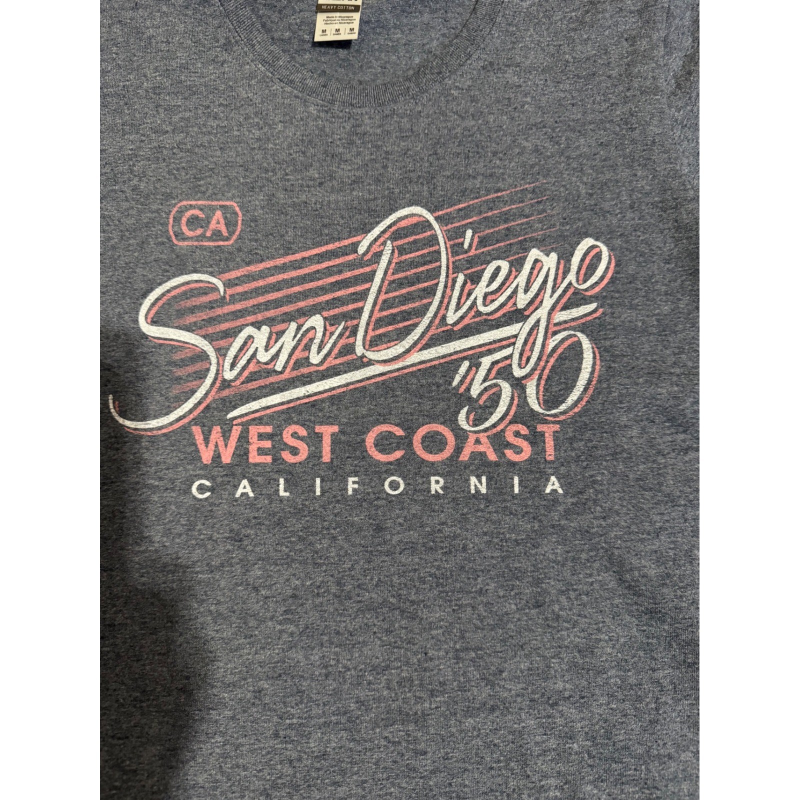 San Diego West Coast California Graphic T-Shirt Size M Heather Navy Blue Womens