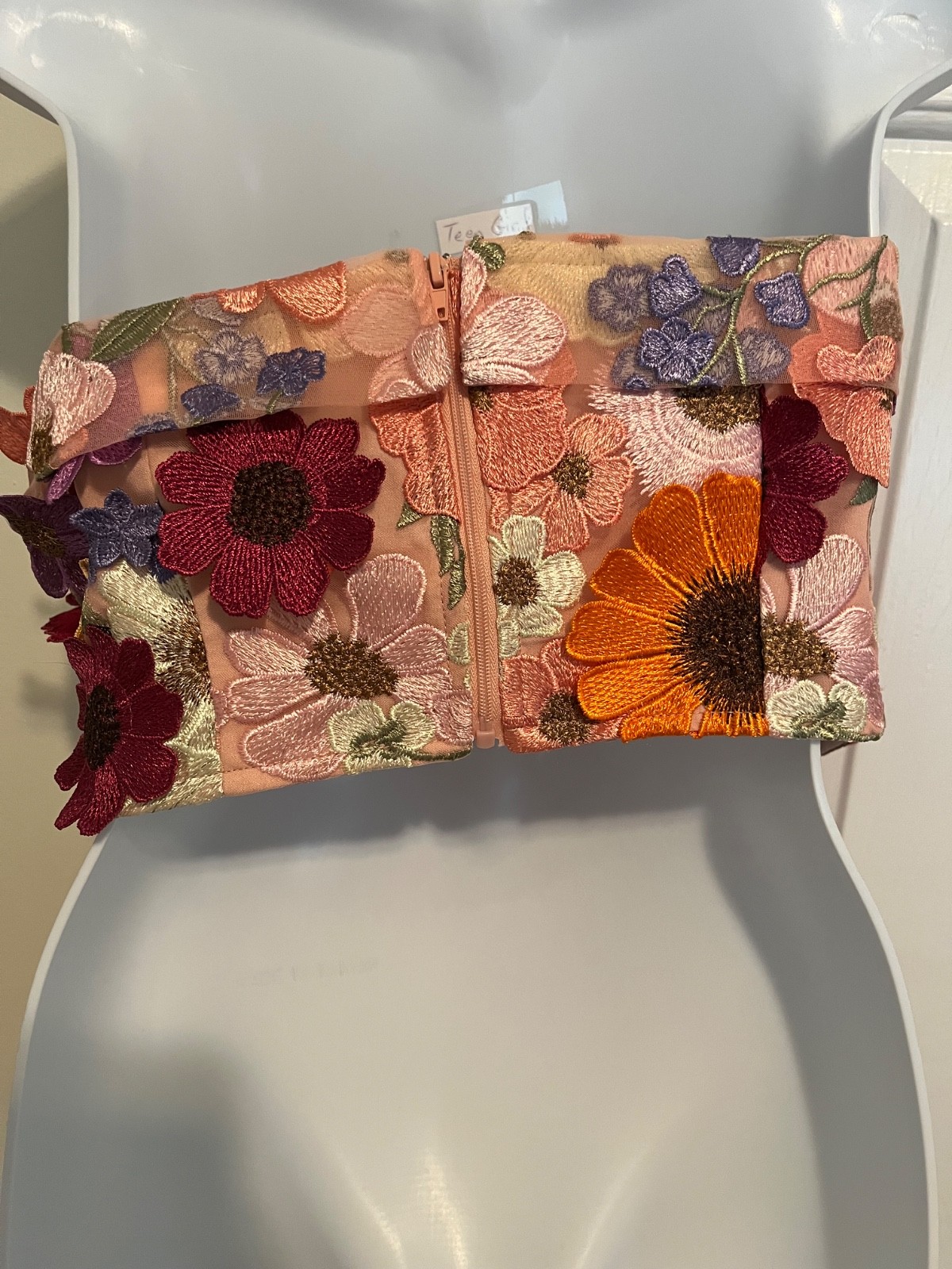 Altar’d State 3-D Flowers Embroidery Pink Tube Top or Bandeau S