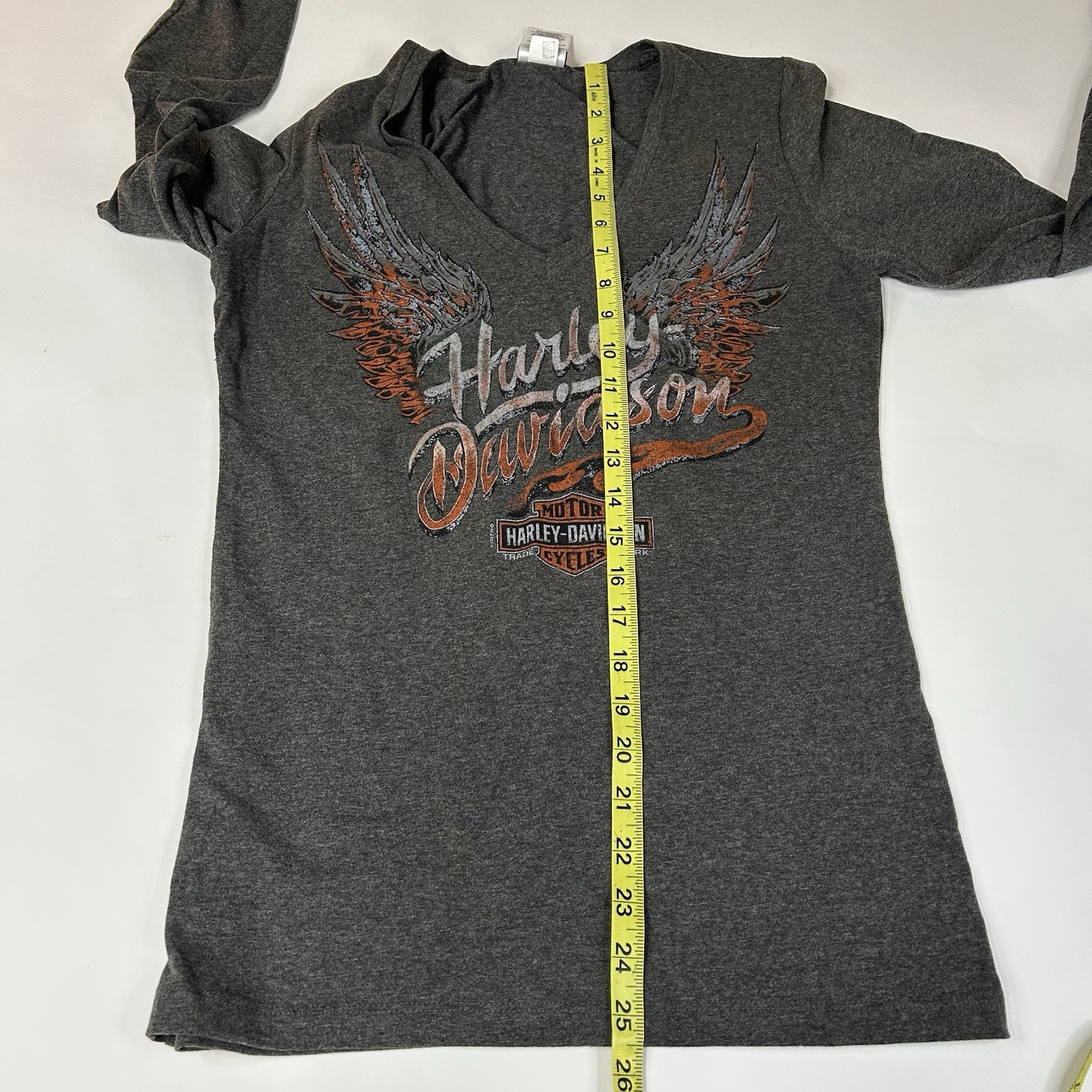Harley Davidson Women’s Size Medium Long Sleeve Shirt Top Gray Mankato MN #4218